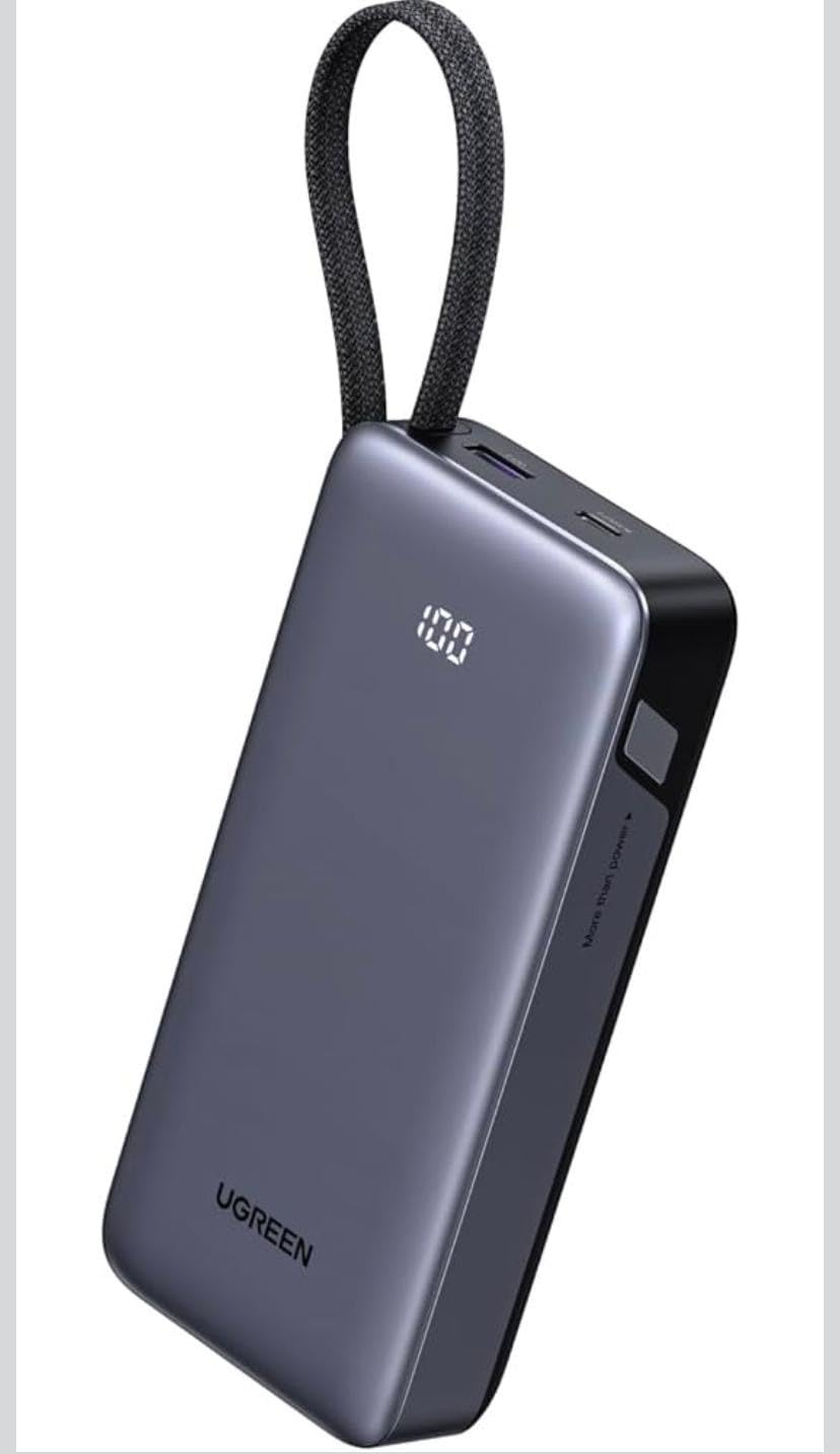 UGREEN Nexode Power Bank 20000mAh 45W with Built-in Cable, Fast Charging Portable Charger for iPhone 17 Pro/Samsung S26 Ultra/iPad Pro, 3-Port External Battery Pack with Digital Display, Travel Ready customer photo 2