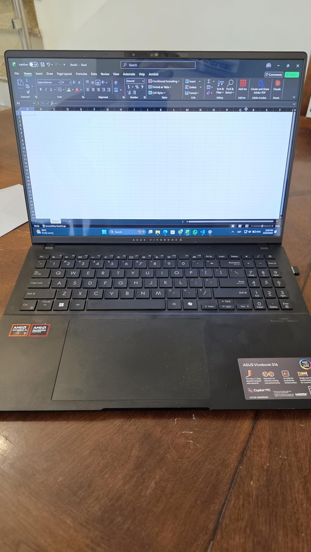 ASUS Vivobook S16 Laptop, Copilot+ PC, AMD Ryzen AI 7 350 with XDNA NPU, 16GB Memory, 1TB SSD, Neutral Black, M5606KA-DS76 customer photo 2