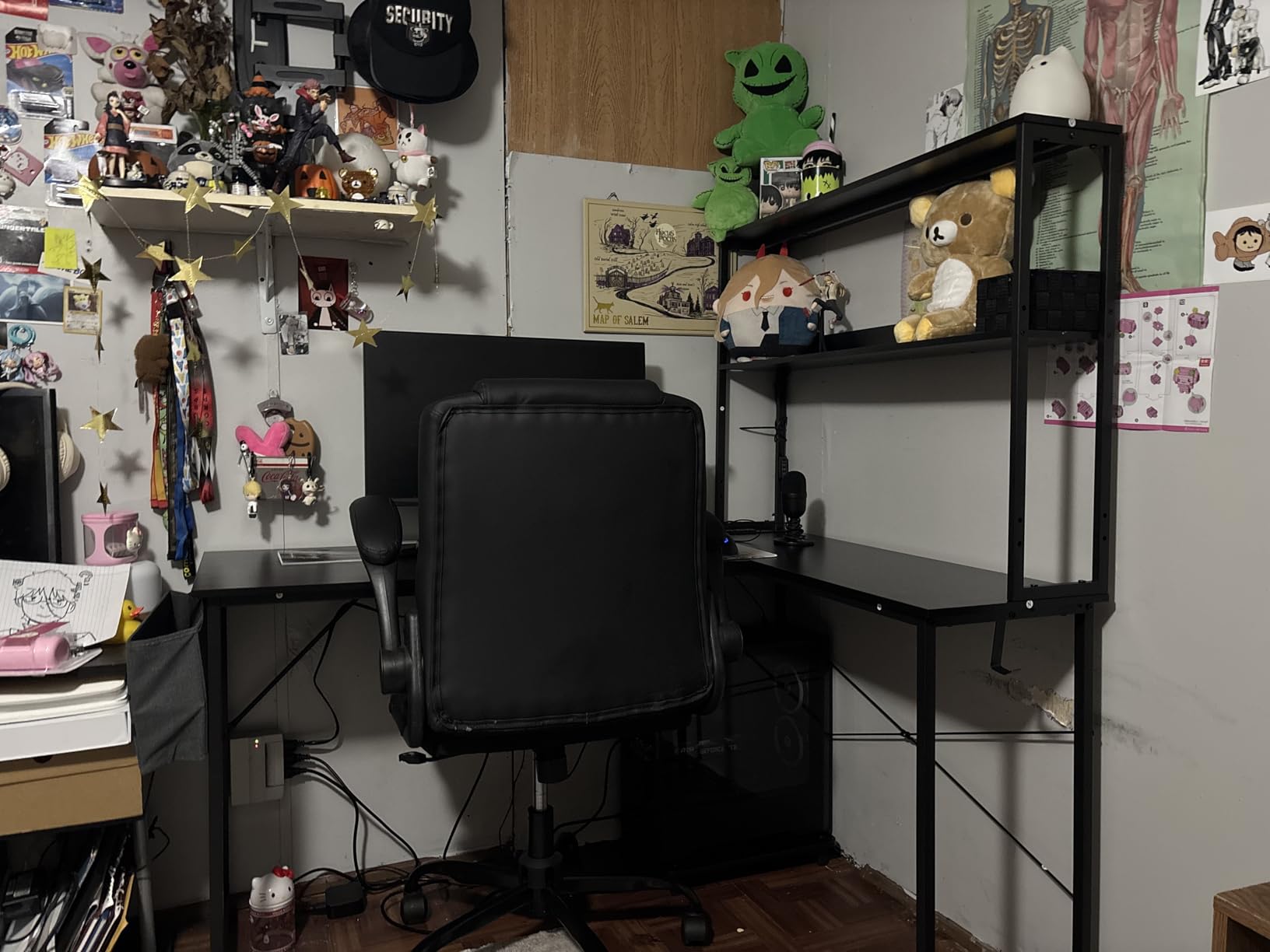 ODK 53 Inch L Shaped Gaming Desk with LED Lighting, Reversible Desk with Power Outlets, Corner Computer Table with Storage Shelves & Bag & Iron Hook, Home Office Table for Writing, Study, Black customer photo 1