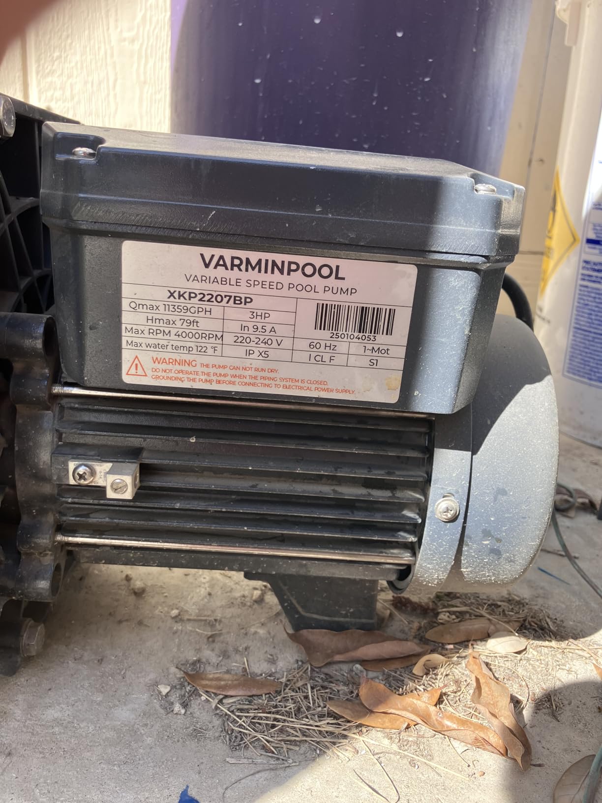 Variable Speed Pool Pump 3.0HP, Energy Efficient In-Ground Pump 220–240V, Ultra Quiet, 11359 GPH, Smart Timer Control, 79 ft Head, Dual Port 1.5
