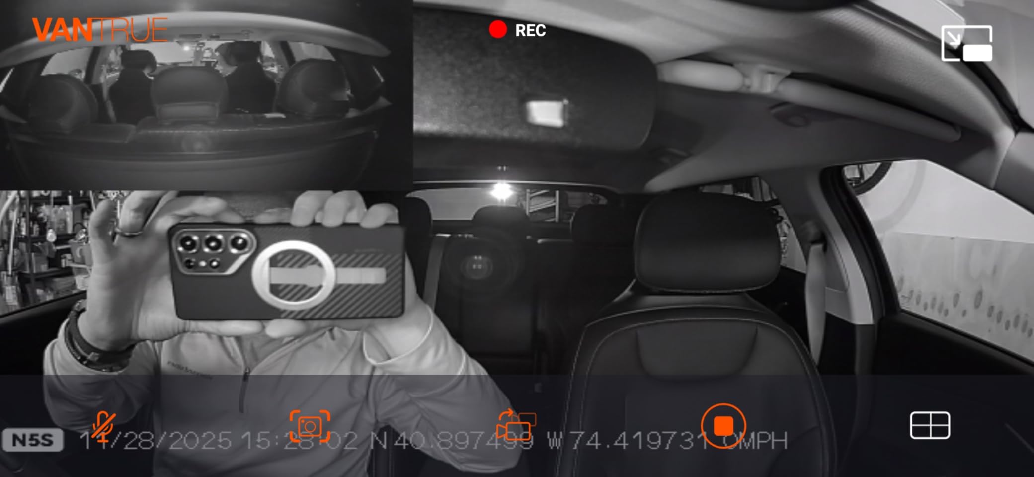 Vantrue N5S 4 Channel 360 Degree 2.7K Dash Cam, 4CH STARVIS 2 Night Vision, 2.7K+1080P*2+1440P Front Rear Inside Dashcam, 24/7 Buffered Parking Mode, WiFi, Voice Control, Dual GPS, Support 1TB Max customer photo 2