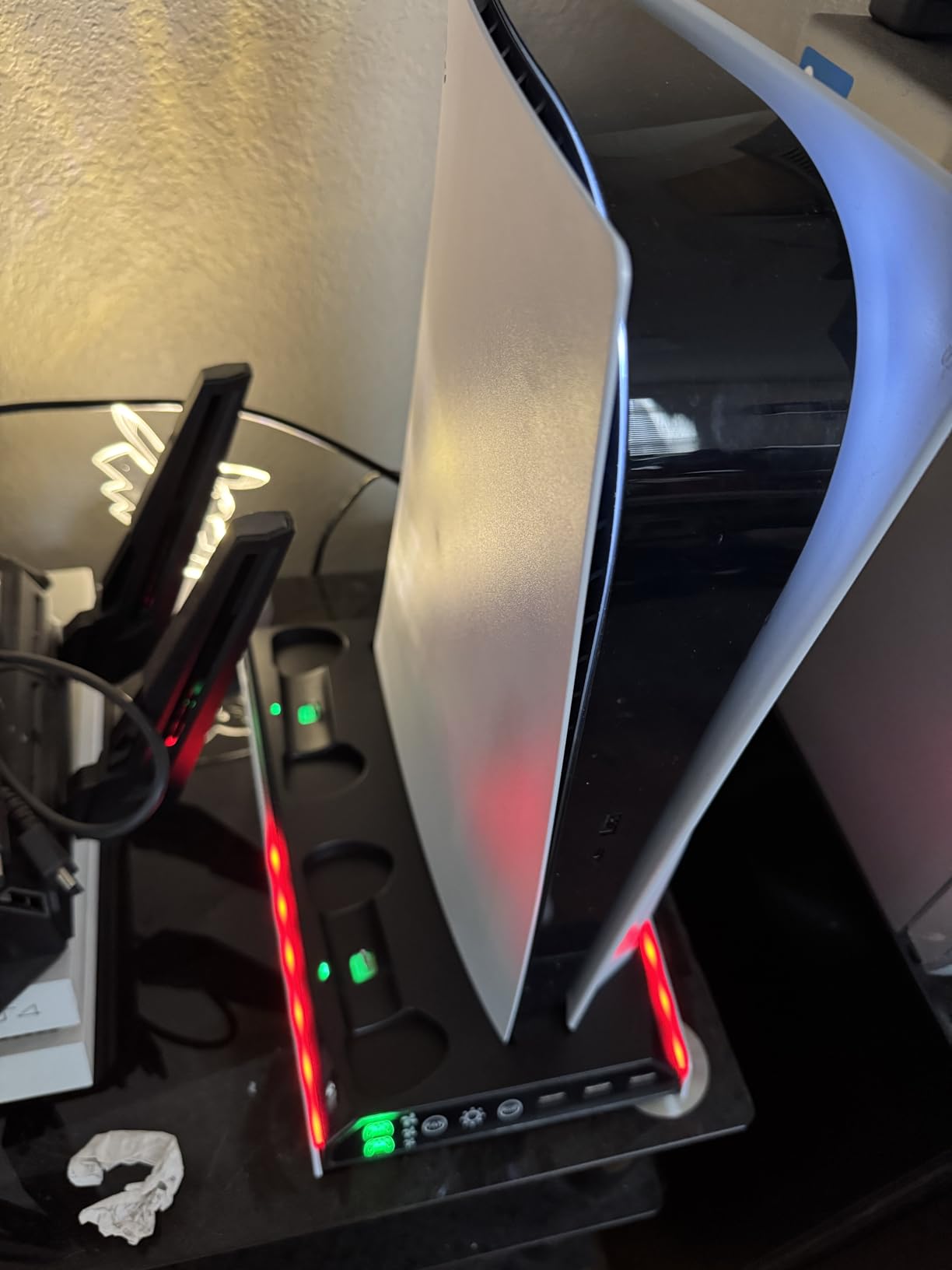 Fenolical PS5/PS5 Slim/Pro Stand with Adjustable Cooling Fan, PS5 Cooling Stand for PS5/PS5 Slim/Pro, PS5 Cooling Station with Dual Controller Chargers and RGB Light customer photo 2