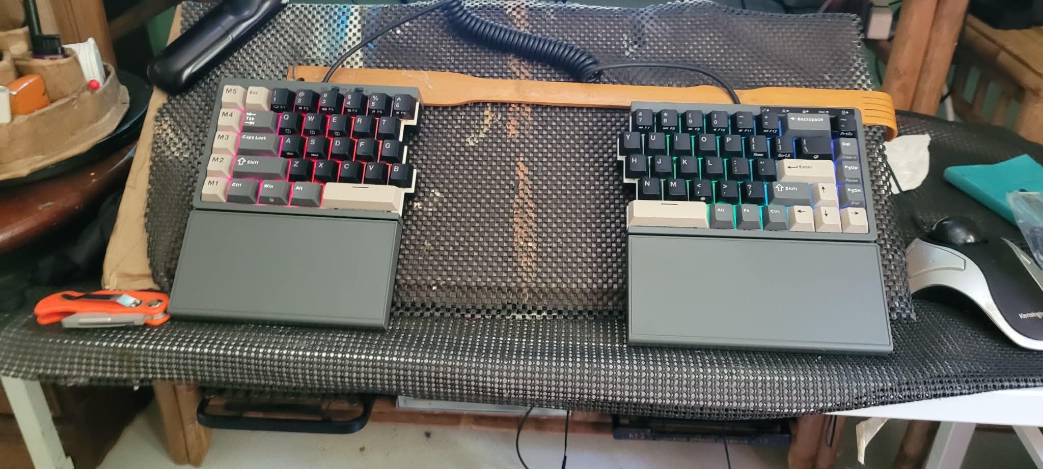 RK ROYAL KLUDGE RKS70 Ergonomic Split Keyboard, Wireless RGB Mechanical Keyboard with Bluetooth/2.4GHz/Wired, 75% Hot Swappable Gaming Keyboards with Fixed Wrist Rest, Pre-lubed Linear Creamy Switches customer photo 1