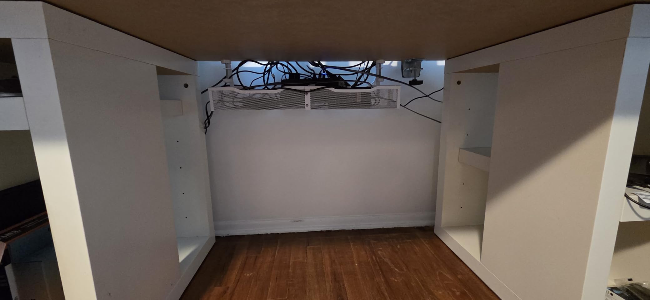 Cable Management, 25.3'' Under Desk Cable Management Tray No Drill, Metal Cable Organizer with Clamp for Wire Management, Cord Organizer for Home Office, Desk Accessories Organizer, Black customer photo 2