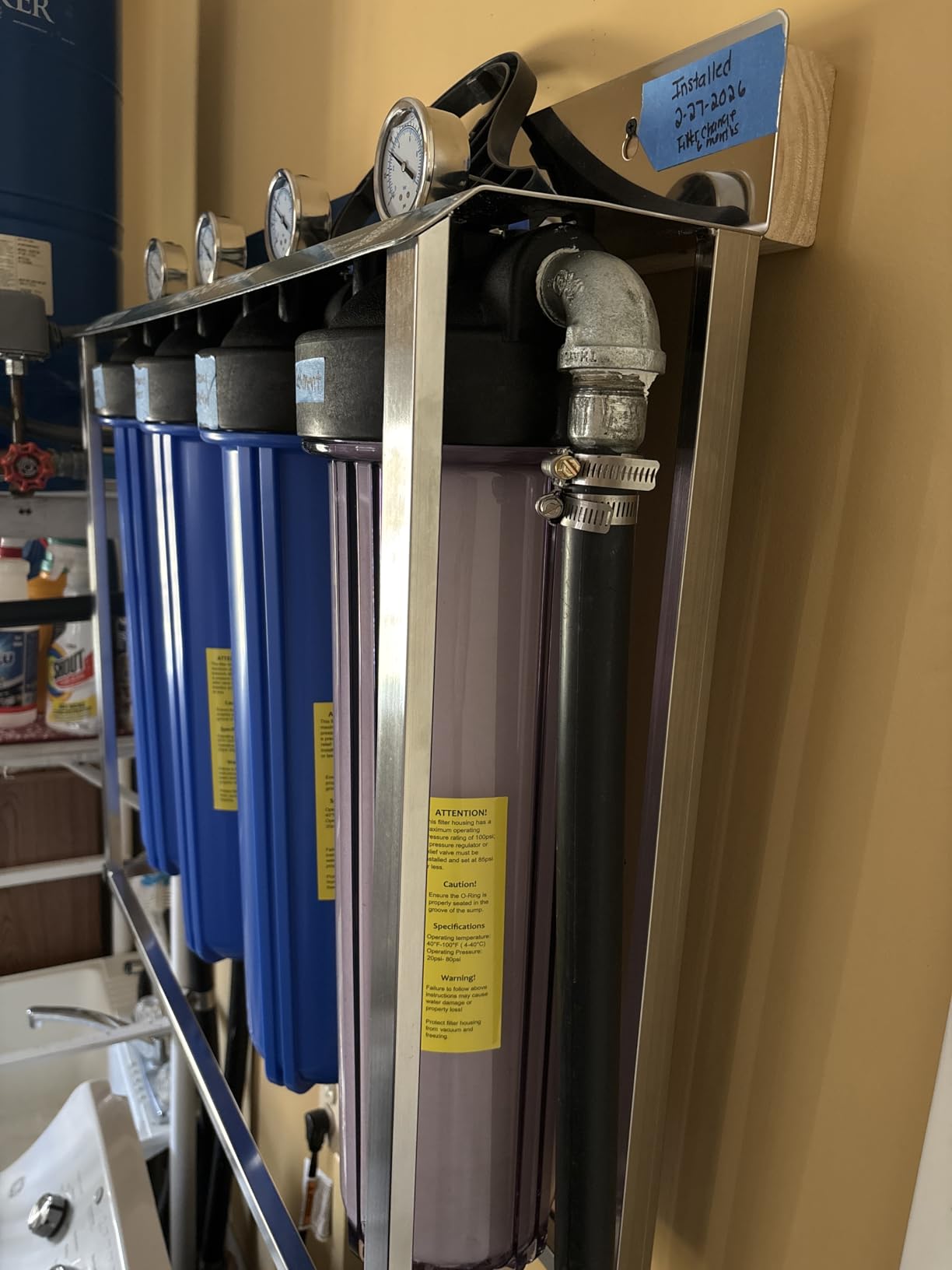 NU Aqua 4 Stage Main Line Salt Free Water Softener Whole House Water Filter System (20 inch x 4.5 inch) | Reduce Heavy Metals, Chlorine, Odors | Sediment, Water Softner, Heavy Metal KFD GAC, Carbon Block customer photo 2