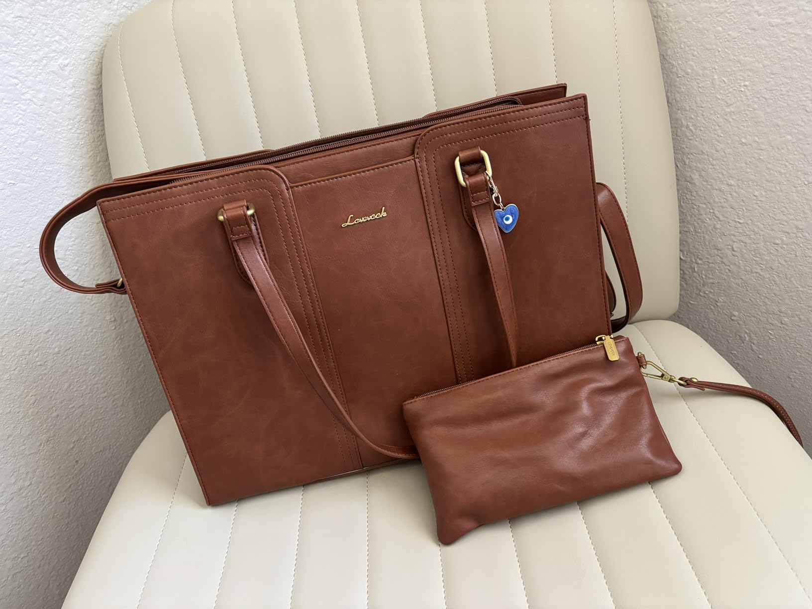 LOVEVOOK Laptop Bag for Women - Waterproof Work Bag for Women & Vintage Laptop Tote Purse with Wristlet customer photo 1