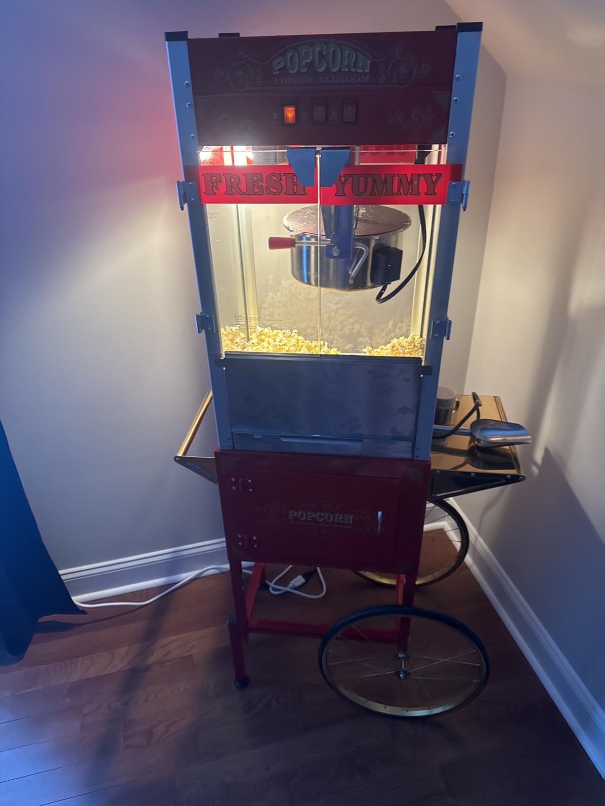 Commercial Popcorn Machine 32OZ with Cart - Stainless Steel Kettle Popper with Wheels, Warming Deck & Tempered Glass, for Business, School, Corporate, Institutional, Theater, Home Use, Red customer photo 1