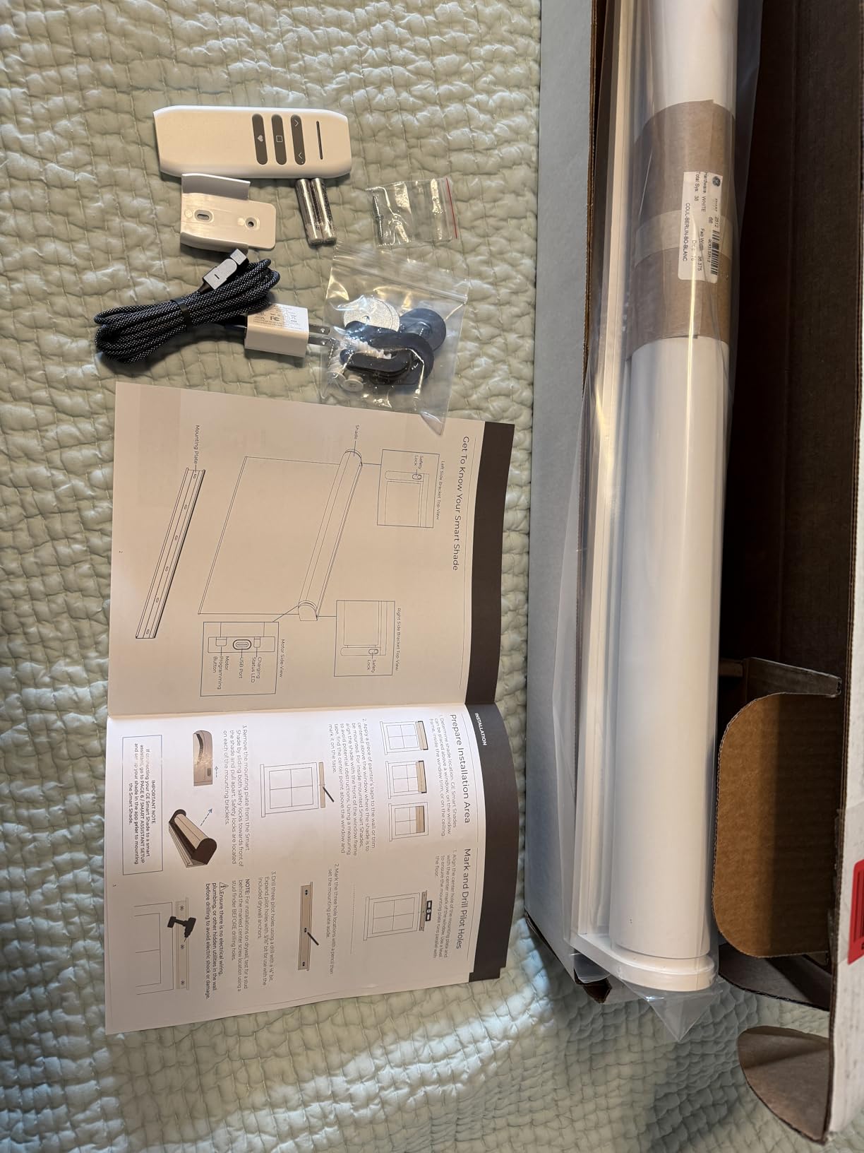 GE Smart Shades, Rechargeable Battery Roller Shade with Remote Control, Blackout Grey Fabric, White Hardware, 38-in Wide, 1 Count customer photo 1