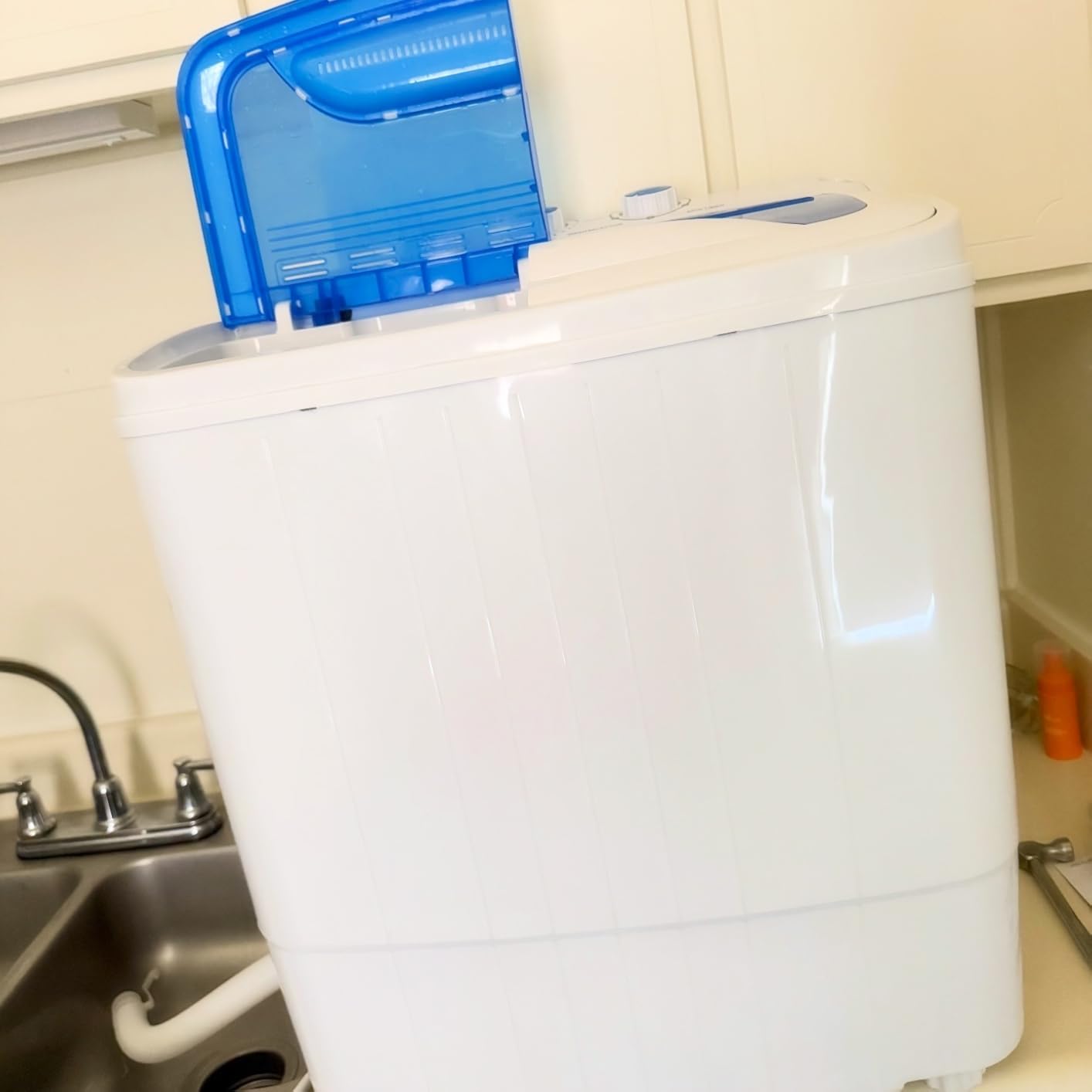 Bonusall 28Lbs Portable Washing Machine with Drain Pump, Large Capacity Twin Tub Washer Spinner Combo, Semi-Automatic Compact Laundry Machine for Apartments, RVs, and Dorms, Blue customer photo 1