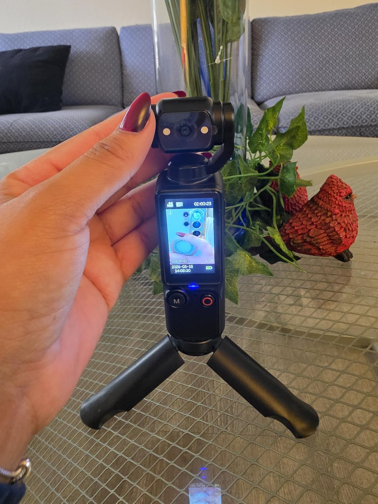 Vlogging Camera, Mini Camcorder, Portable Handheld Video Camera | Mini camcorder with 180° rotating lens, 7-hour battery, 32GB card, one-button recording for travel and daily moments customer photo 1