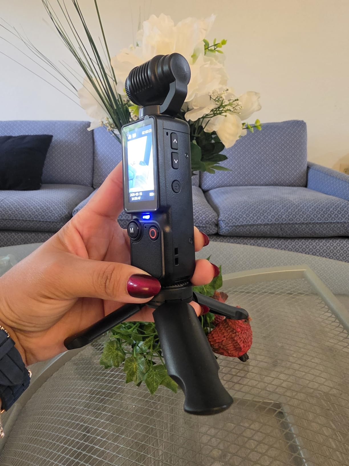 Vlogging Camera, Mini Camcorder, Portable Handheld Video Camera | Mini camcorder with 180° rotating lens, 7-hour battery, 32GB card, one-button recording for travel and daily moments customer photo 2