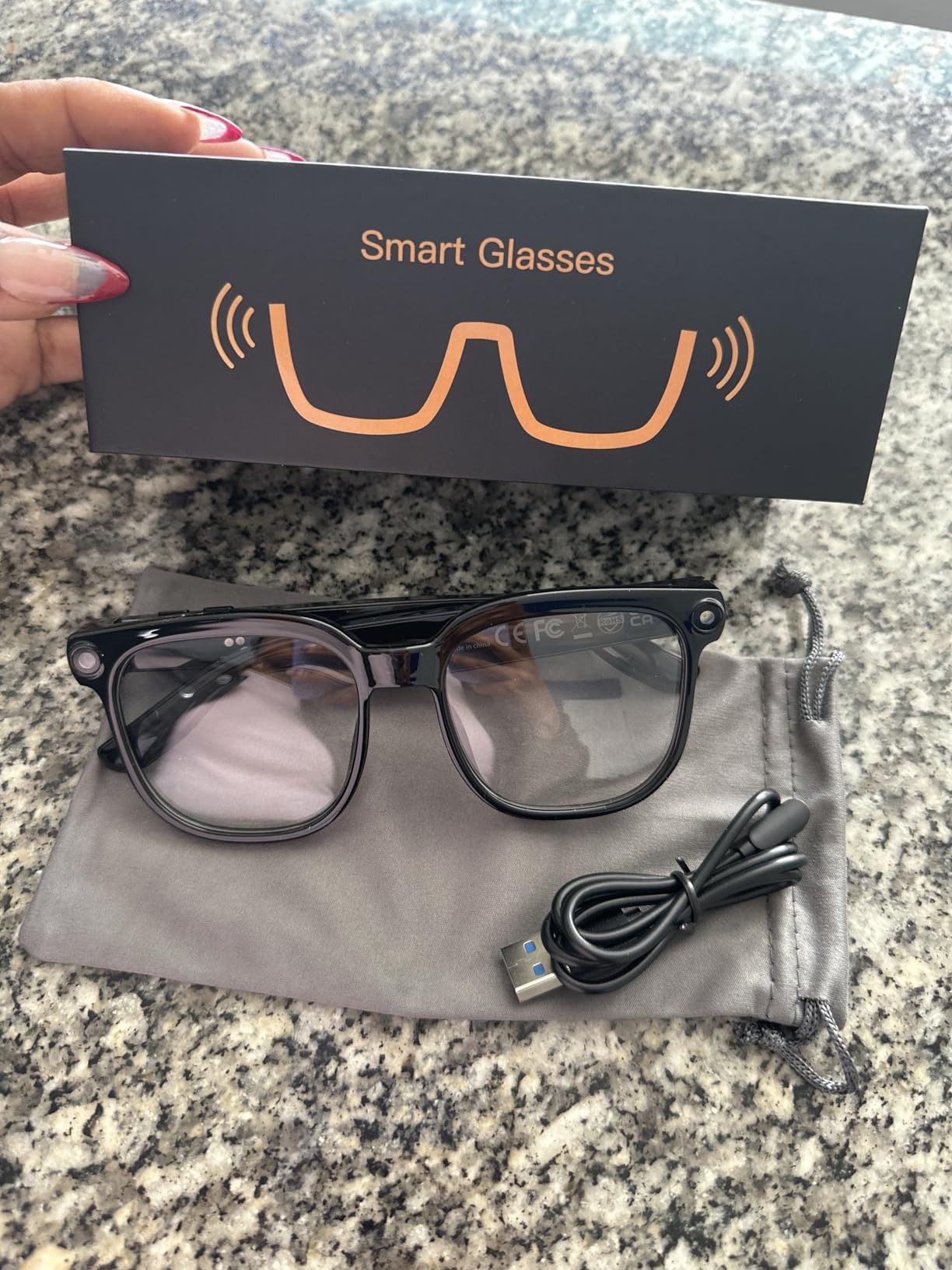 AI Smart Glasses with Camera, 4K HD Video & Photo Capture, Real-Time Translation, Recording Glasses with AI Assistant, Open-Ear Audio, Object Recognition, Bluetooth, for Travel (Transparent Lens) customer photo 2
