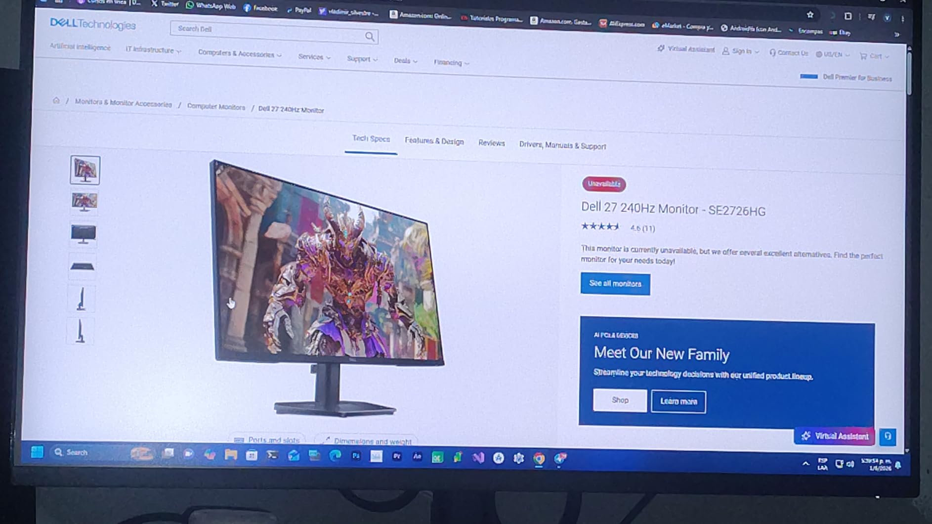 Dell 24 240Hz Gaming Monitor - SE2426HG - 23.8-inch FHD (1920x1080) 240Hz Display, IPS Technology, AMD FreeSync Premium, TÜV 3-Star, 2X HDMI, DisplayPort 1.4, Tilt customer photo 2