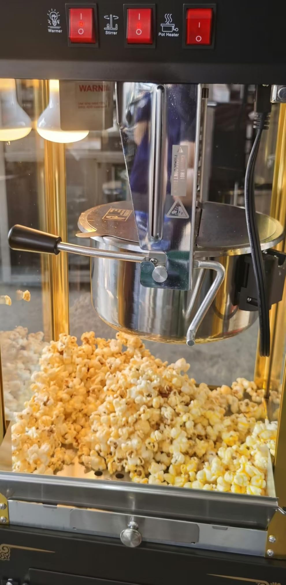 Popcorn Machine with Cart, 12oz Retro Popcorn Maker with Warming Deck, Movie Theater Style Popcorn Machine for Home Theater, Parties and Large Batches, Black and Gold customer photo 2