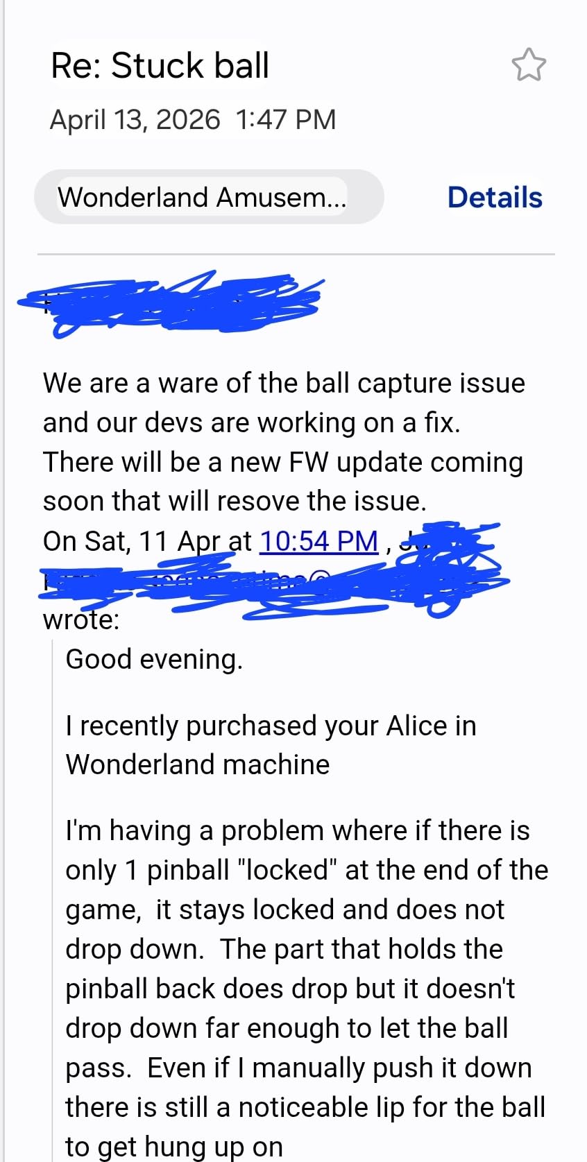 Alice Goes to Wonderland Pinball Machine with LED Lighting customer photo 2