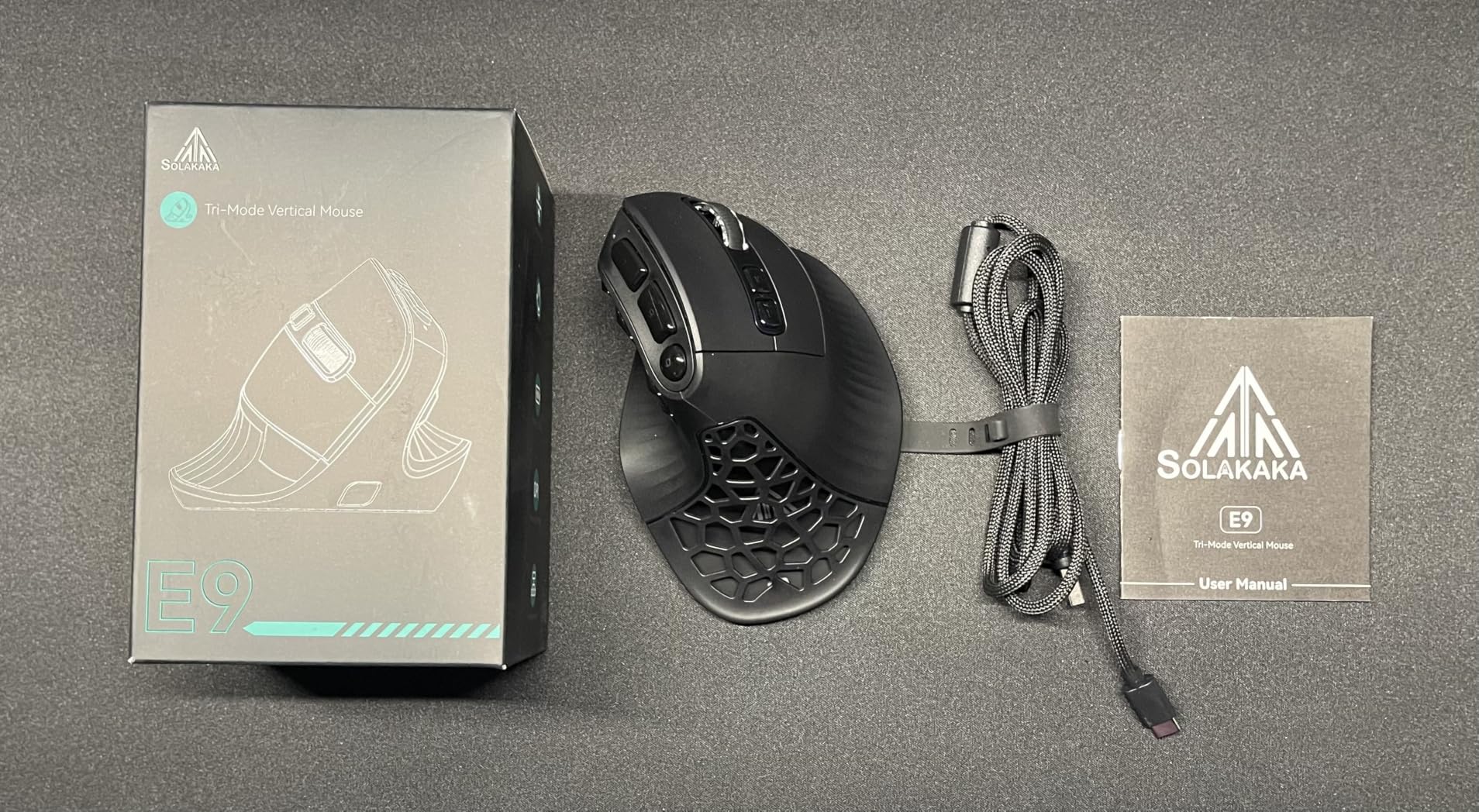 SOLAKAKA E9 Vertical MMO Gaming Mouse, 24800 DPI, Tri-Mode Ergonomic Wireless Mouse with 10 Side Buttons, RGB Mouse for PC/Mac Black customer photo 2