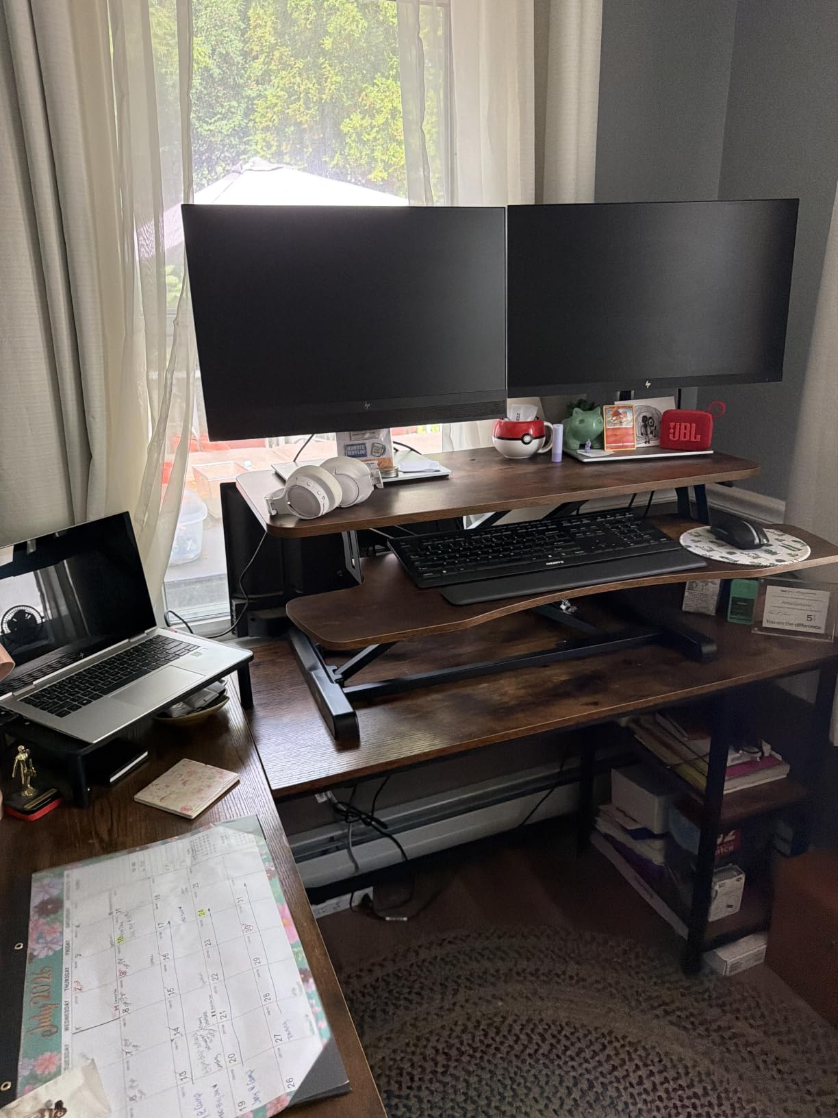 VIVO 32 inch Desk Converter, K Series, Height Adjustable Sit to Stand Riser, Dual Monitor and Laptop Workstation with Wide Keyboard Tray, Black, DESK-V000K customer photo 1