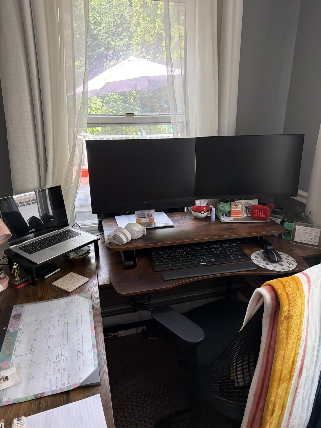 VIVO 32 inch Desk Converter, K Series, Height Adjustable Sit to Stand Riser, Dual Monitor and Laptop Workstation with Wide Keyboard Tray, Black, DESK-V000K customer photo 2