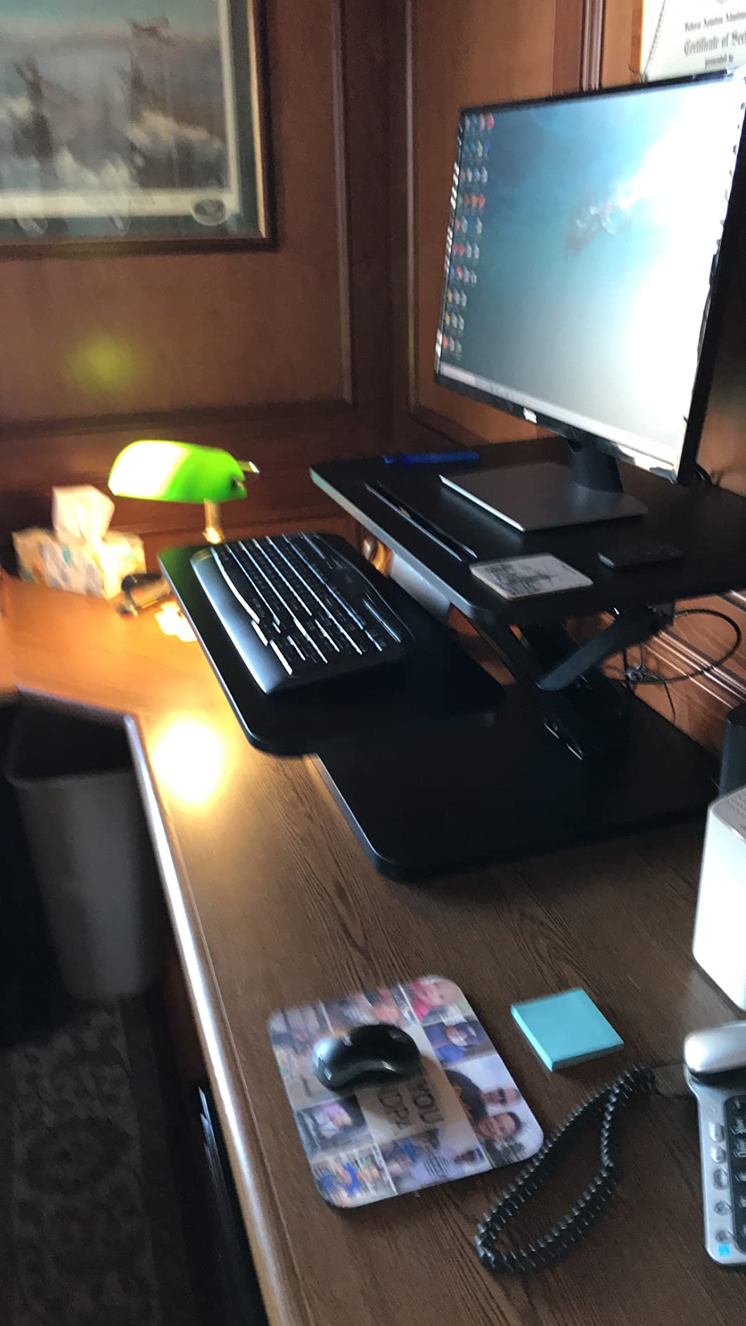 VIVO Black 25 in Standing Desk Converter, DESK-V001G | Height Adjustable, Compact Sit Stand Tabletop Monitor Riser Workstation, Keyboard and Mouse Tray, Minimal Assembly customer photo 1