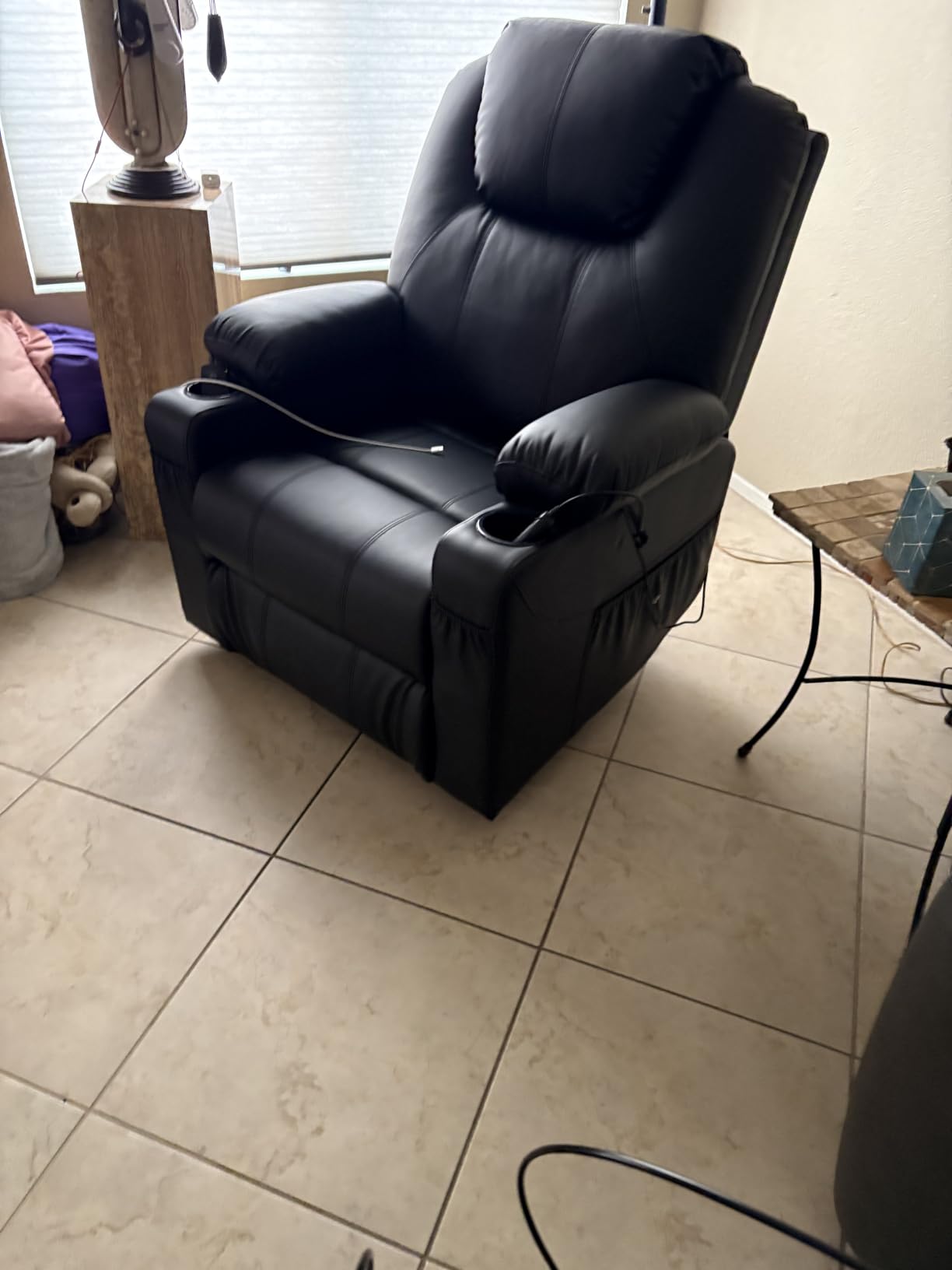 MCombo Power Lift Recliner Chair for Elderly, Heat and Massage 7040(Medium) | FSC Certified, Multiple Sizes, USB&Type C Charging Port, Cup Holders, Side Pockets, Dark Brown Faux Leather customer photo 1
