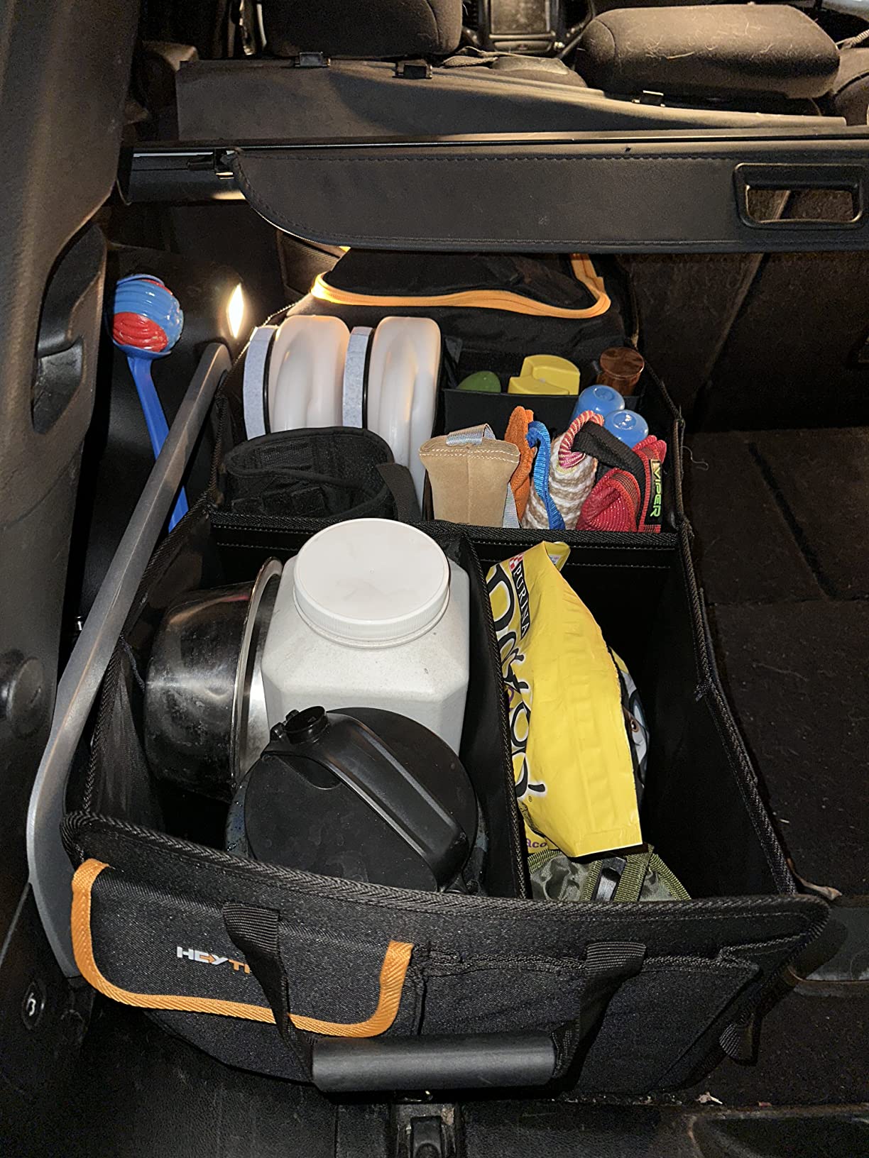 HEYTRIP Large Trunk Organizer With Built-in Leakproof Cooler Bag, 2 Tie-Down Straps, 4 Removable Dividers, Foldable Cover, Built with 2mm PE Board customer photo 2