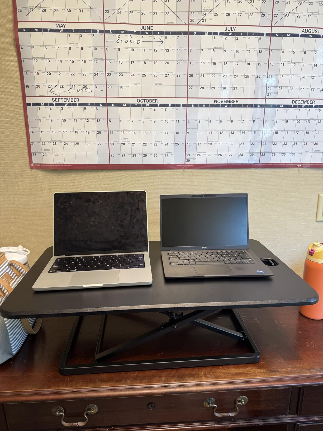 VIVO Ultra-Slim Single Top Height Adjustable Standing Desk Riser, Compact Sit Stand Desktop Converter for Monitor or Laptop, Black, DESK-V001J customer photo 2