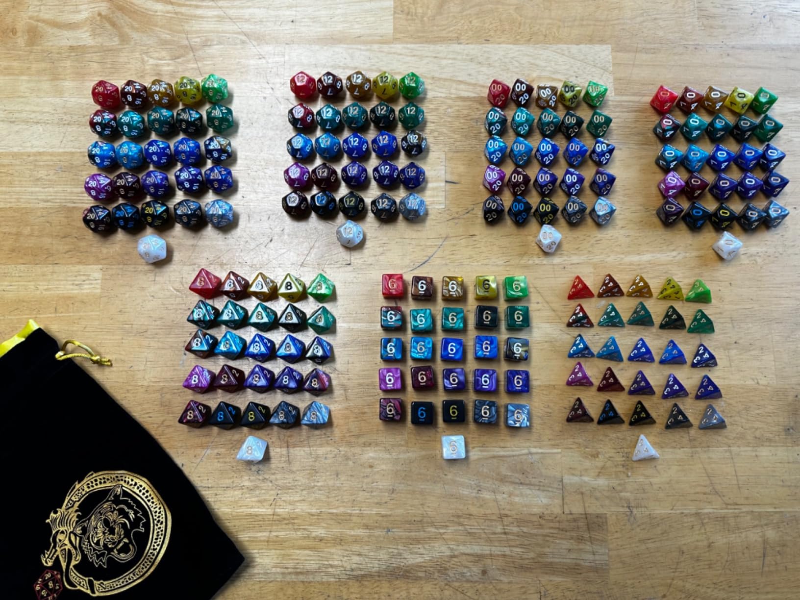 CiaraQ 182pcs Polyhedral Dice Set for Dungeon and Dragons MTG Table Games | 26 Acrylic Role Playing Dice sets for D&D with Large Drawstring Bag. 7 per set (D4-D20), Lightweight & durable. Ages 14+. customer photo 1