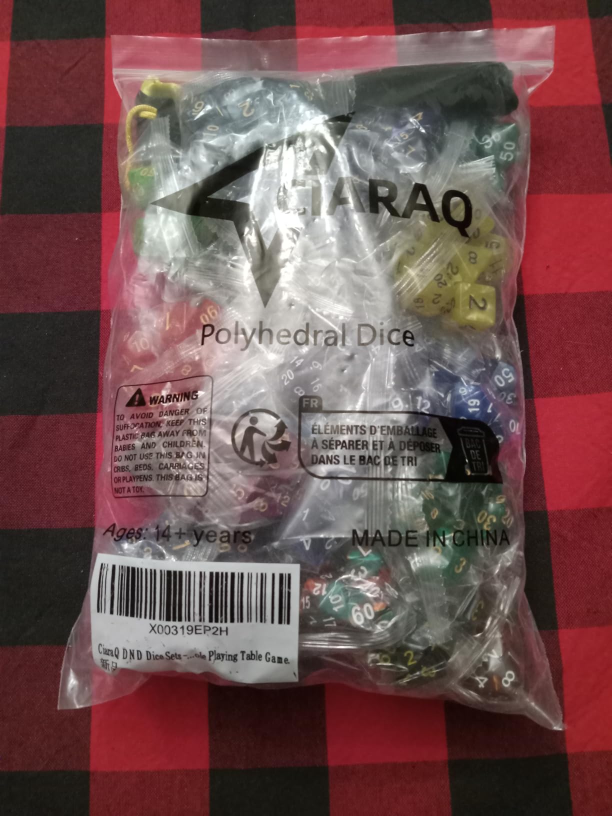 CiaraQ 182pcs Polyhedral Dice Set for Dungeon and Dragons MTG Table Games | 26 Acrylic Role Playing Dice sets for D&D with Large Drawstring Bag. 7 per set (D4-D20), Lightweight & durable. Ages 14+. customer photo 2