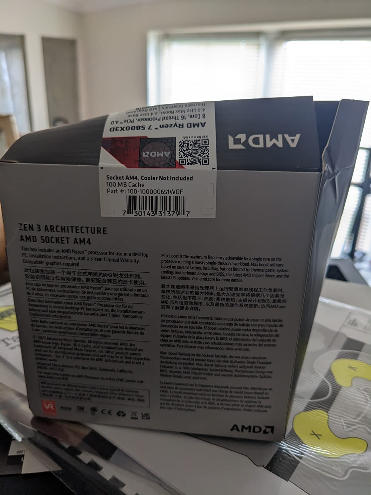 AMD Ryzen 7 5800X3D 8-core, 16-Thread Desktop Processor with AMD 3D V-Cache Technology customer photo 2
