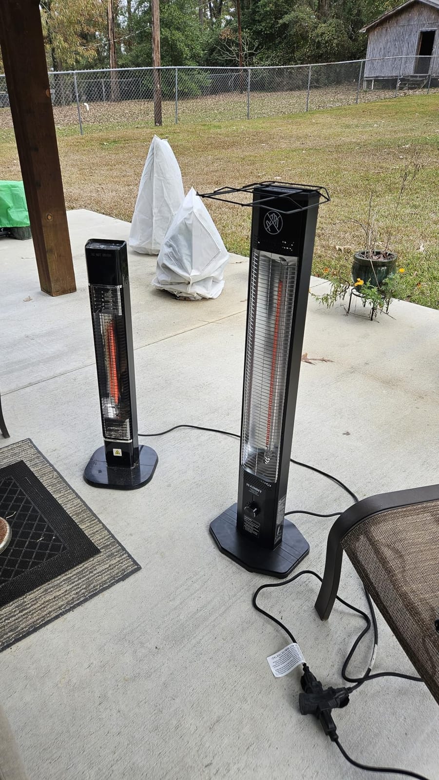 Outdoor Electric Patio Heater, Haimmy 42in Infrared Heater with Remote, 9 Heat Levels, 9H Timers, 1500W Instant Heating, Safety Lock, Tip-Over & Overheat Protection, IPX5 Waterproof Tower Space Heater customer photo 1