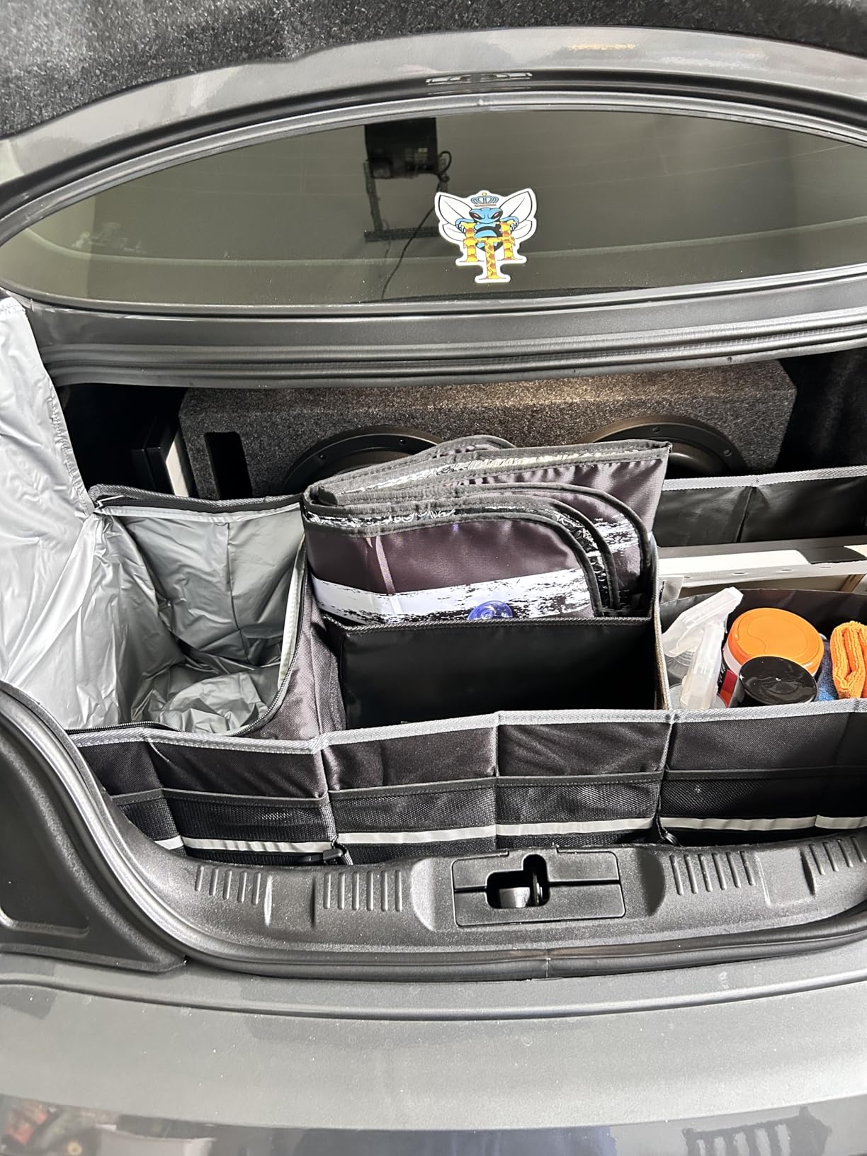 Trunk Organizer and Storage with Built-In Insulated Leak Proof Cooler Bag | Collapsible Cargo Organizer for SUV with Non Slip Strips, 3 Large Compartments Foldable Waterproof Portable Car Storage Box customer photo 2