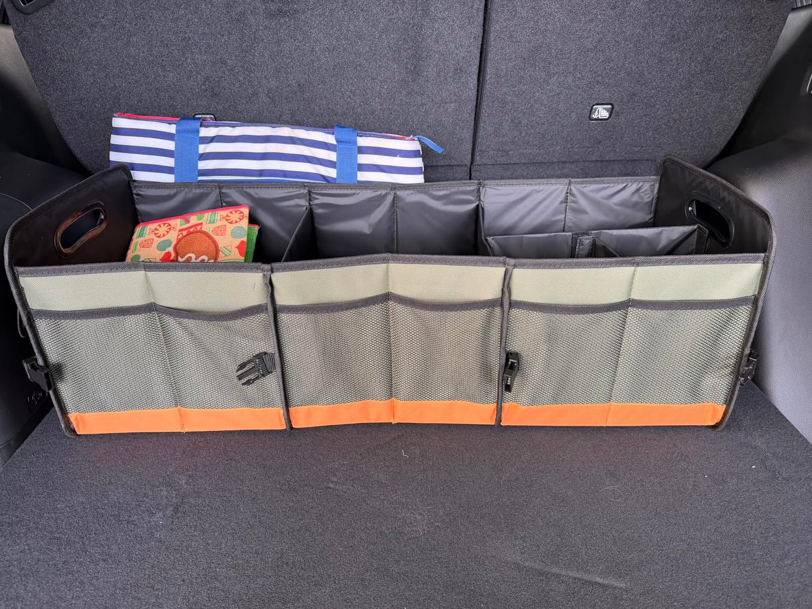 AOPHY Trunk Organizer - 95L Extra Large Capacity SUV Cargo Storage, Collapsible Waterproof Design with Non-Slip Bottom & Retractable Straps, Car Organizers for SUV, Truck, Sedan | 3 Compartments, Heavy Duty customer photo 1