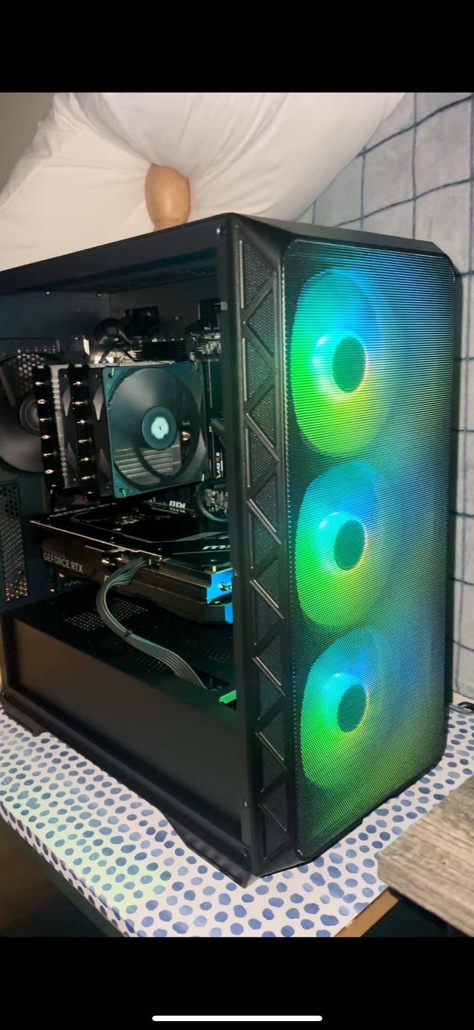 MONTECH AIR 903 MAX High Airflow E-ATX PC Case, 4x140mm PWM Fans, Black | 400mm GPU Support, 360mm Radiator Support, Tempered Glass, USB-C, 3 ARGB Intake Fans, Vertical GPU Mount Support customer photo 1