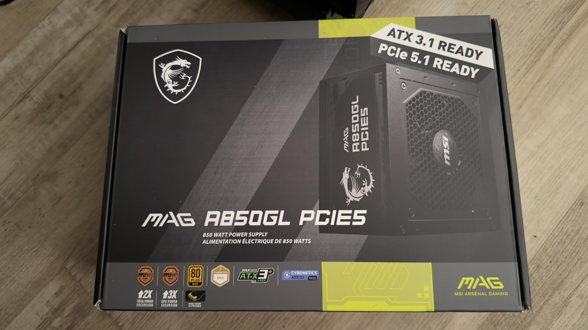 MSI MAG A850GL PCIE5, Fully Modular Compact Gaming 850W Power Supply, 80+ Gold, ATX 3.1 & PCIe 5.1 Ready, Native Dual-Color 12V-2x6 Cable, 10 Year Warranty customer photo 1