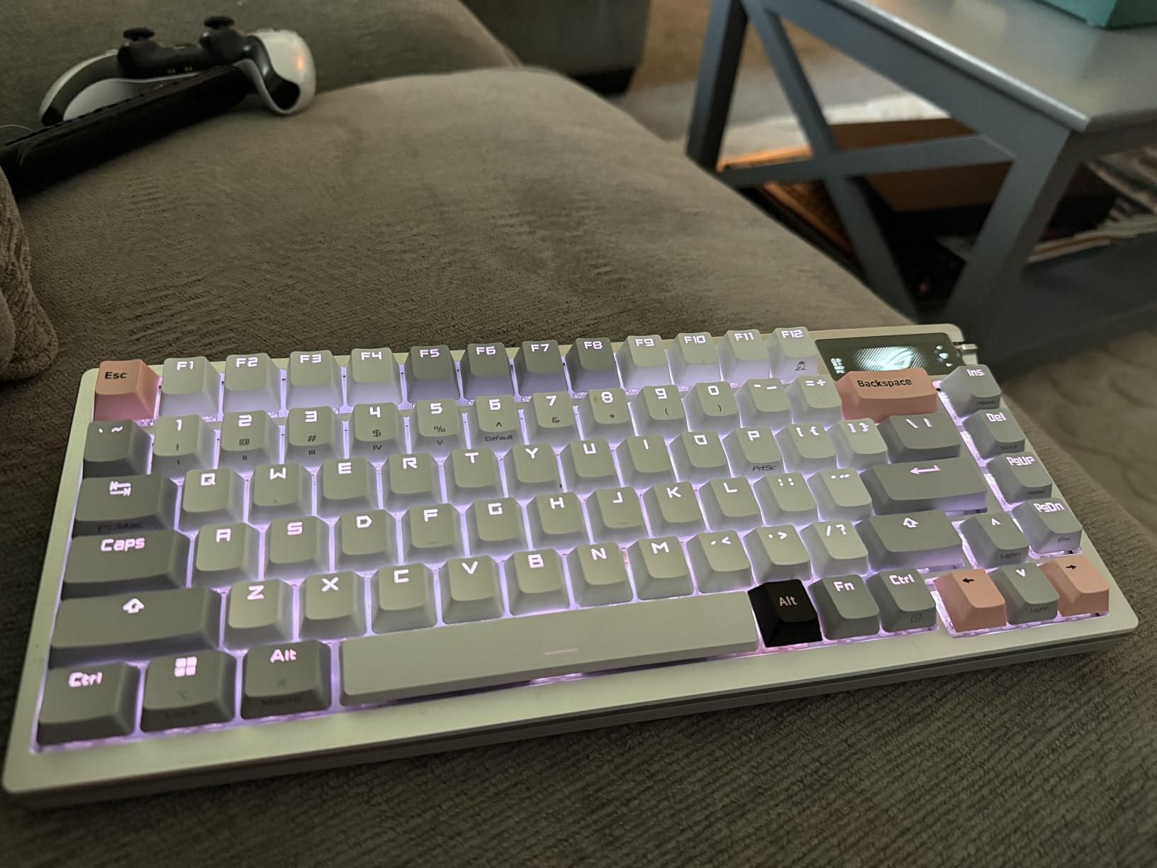 ASUS ROG Azoth Wireless Mechanical Gaming Keyboard - 75% TKL, Tri-Mode Connectivity, Hot Swappable Pre-lubed ROG NX Snow Linear Switches, PBT Keycaps, RGB, OLED Display, PC/Mac Support - White customer photo 1