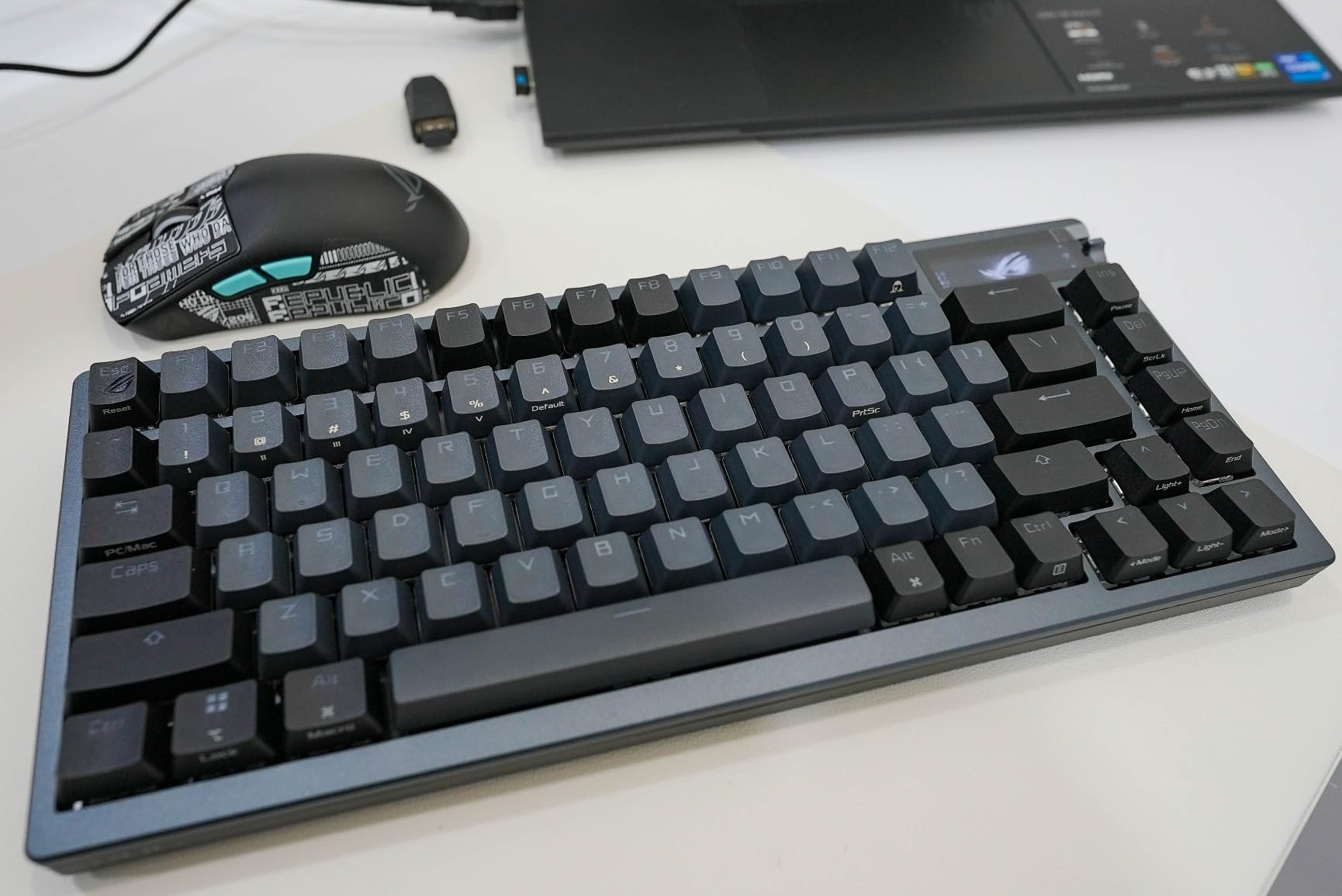 ASUS ROG Azoth Wireless Mechanical Gaming Keyboard - 75% TKL, Tri-Mode Connectivity, Hot Swappable Pre-lubed ROG NX Snow Linear Switches, PBT Keycaps, RGB, OLED Display, PC/Mac Support - White customer photo 2