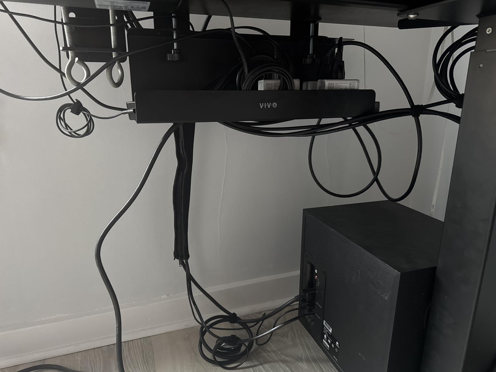 VIVO No Drill Clamp-on 17 inch Power Strip Cable Management Tray, Under Standing Desk Steel Cord Organizer, Black, DESK-CM6L-B customer photo 1