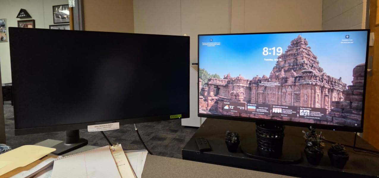 Amazon Basics 27 Inch Monitor, FHD 1080P, 100Hz, IPS, Built-in Speakers, VESA Compatible, USB Ports, Black customer photo 1