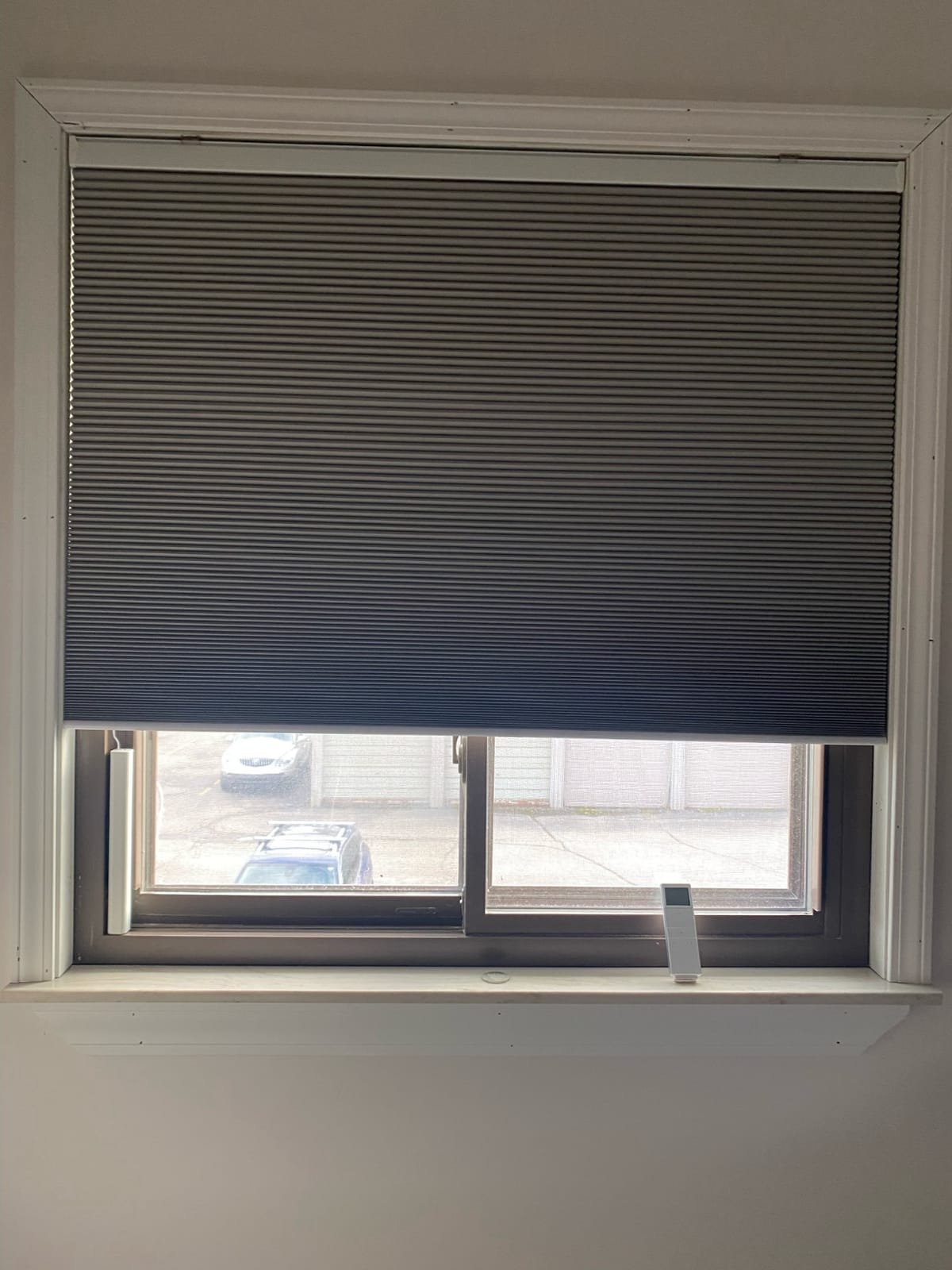 Graywind Motorized Blackout Cellular Shades, Custom Size, Beige | Cordless Honeycomb Blinds compatible with Alexa for bedrooms, offices and living rooms with app control, schedules customer photo 1