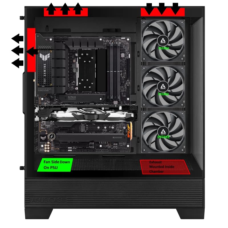 ASUS A31 Black ATX Mid-Tower Gaming Case, Dual Tempered Glass, Frameless, BTF Hidden Connectors, 360 AIO Support, Angled Base, ARGB, Optimized Airflow customer photo 1