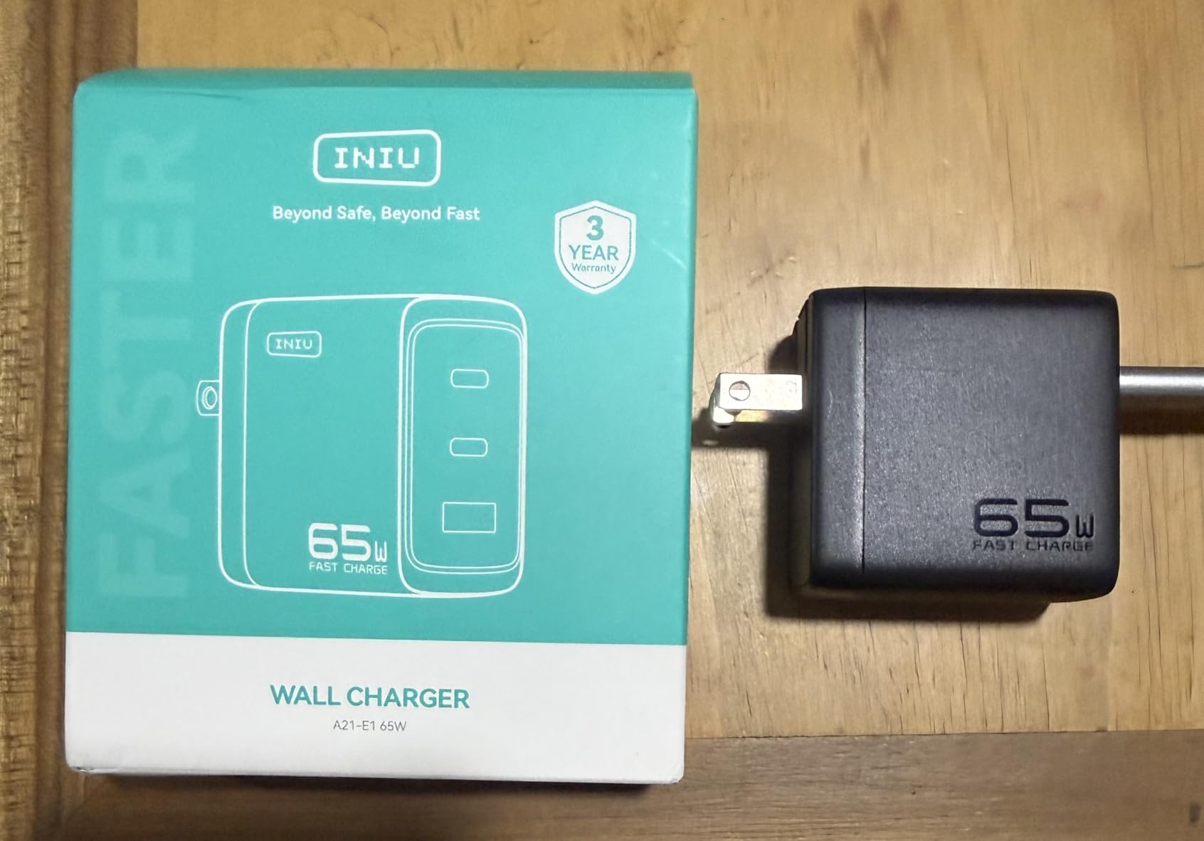 INIU 65W USB C Charger, 3-Port GaN Fast Charging Block with 5ft 100W Cable, Foldable Travel Charger for MacBook Pro Air Neo Laptop, iPhone 17, Samsung, Dell customer photo 1