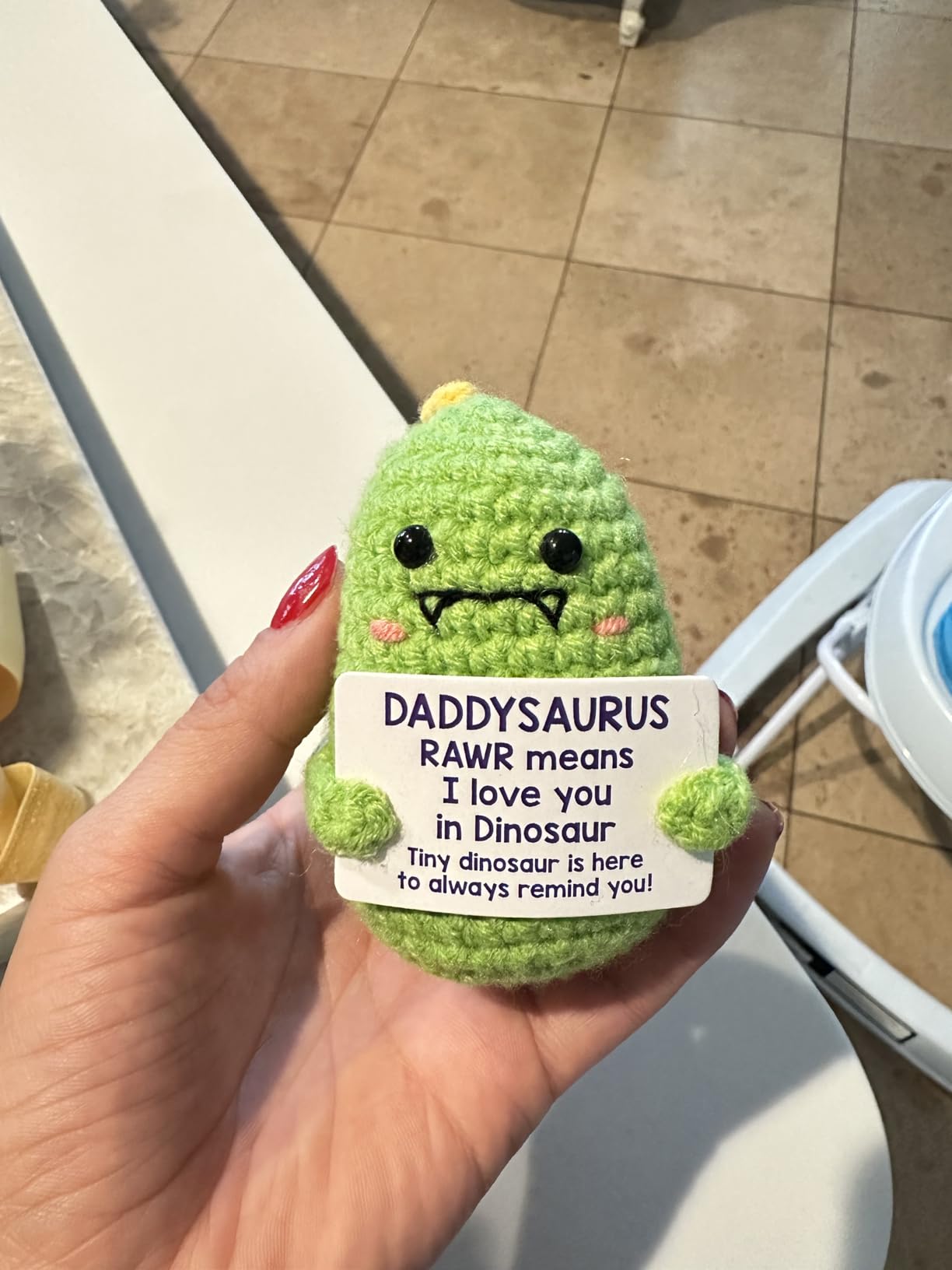 Mini Grandpa Gifts, Handmade Crochet Dinosaur Keepsake for Grandpa, Papa, Pops, I Love You Gifts from Granddaughter or Grandson, Cute Birthday Gift, Funny Appreciation Gift for Grandfather customer photo 1