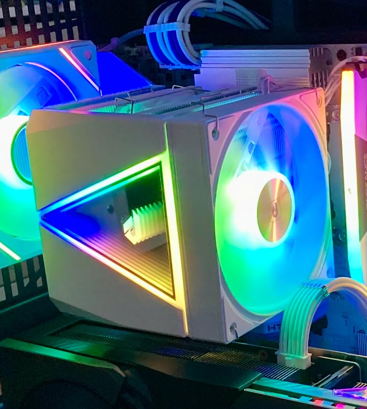 upHere CPU Cooler Air, Dual Tower Cooler with 120mm ARGB PWM Fan, 8 Heat Pipes for Intel LGA 1851/1700/2011/2066/115X, AM5/AM4/AM3, White, UE2 Elite TC8C customer photo 2