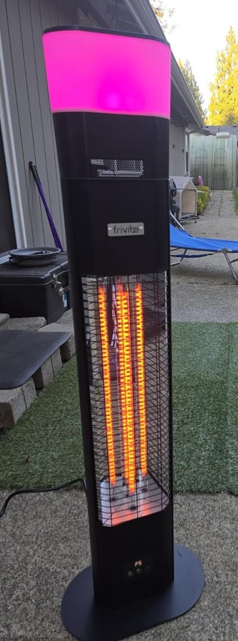 Electric Infrared Patio Heater, Built-in Speaker & 16-color Mood Lights, 43 inch, IP65 Waterproof, 24H Timer, 1500W, Sleek Aluminum Unibody Outdoor/Indoor (Silver) customer photo 1