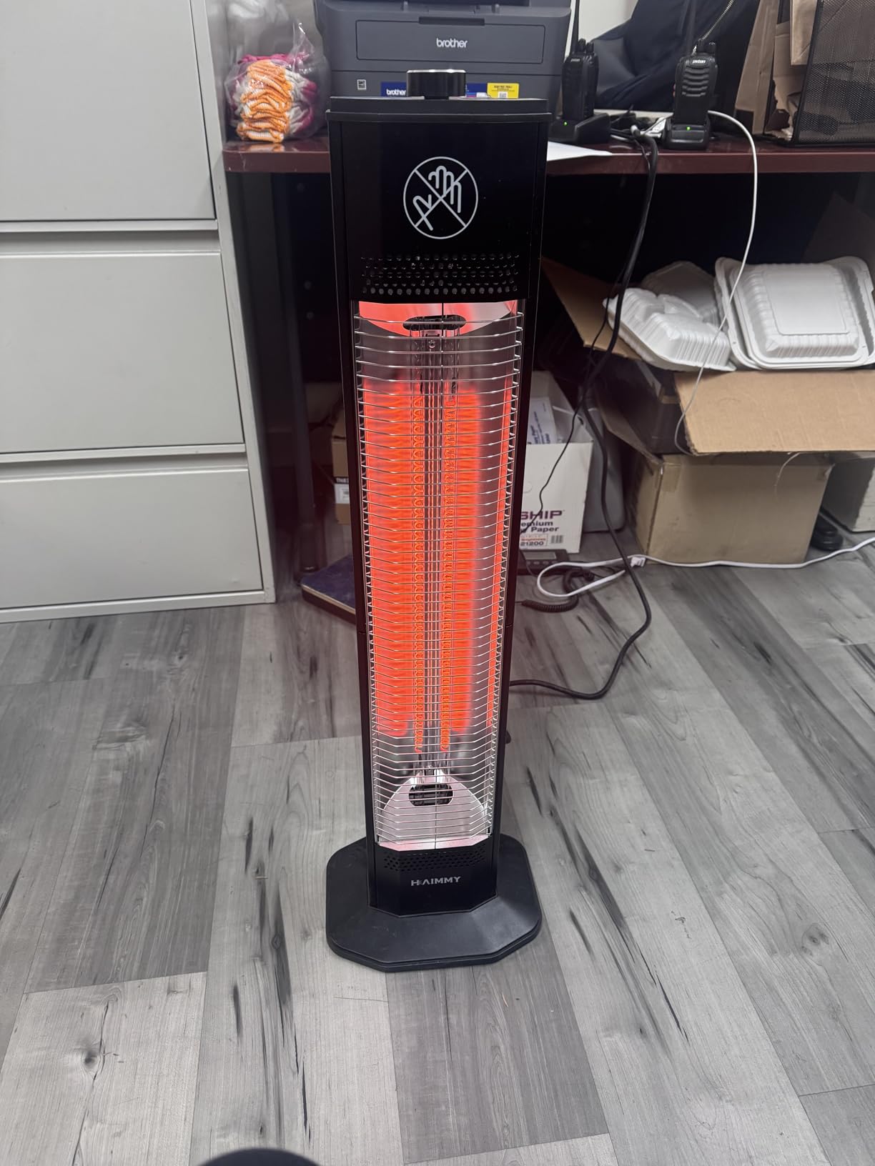 Outdoor Electric Patio Heater, 34-inch 1500W Infrared Tower Heater with Instant Heating, Tip-Over & Overheat Protection, IPX5 Waterproof Space Heater for Patio Garage Workshop Indoor & Outdoor Use customer photo 1