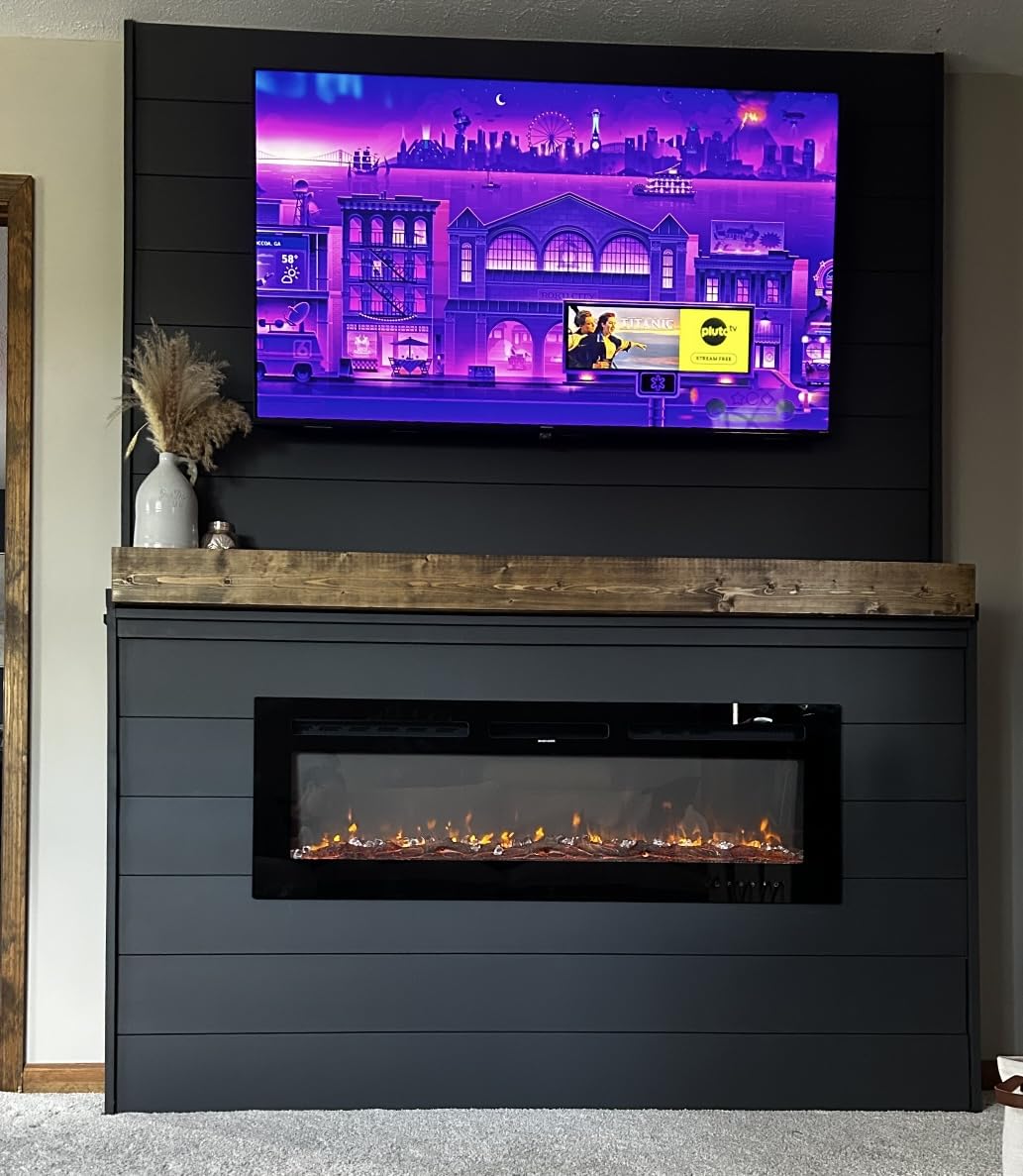 EUHOMY 60 Inch Electric Fireplace Recessed Wall Mounted | 2026 Upgrade, Adjustable Flame Color, Remote Control, Timer, Log and Crystal, 750W/1500W Fireplace Heater customer photo 1