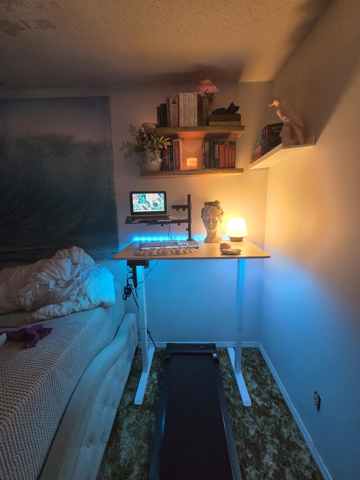 Walking Pad Treadmill for Home - Folding Treadmills with Handle Bar Portable Compact Fold up Indoor Foldable Handles Electric Walk Pads Small Spaces Mini Running Quiet Under Bed Office customer photo 2