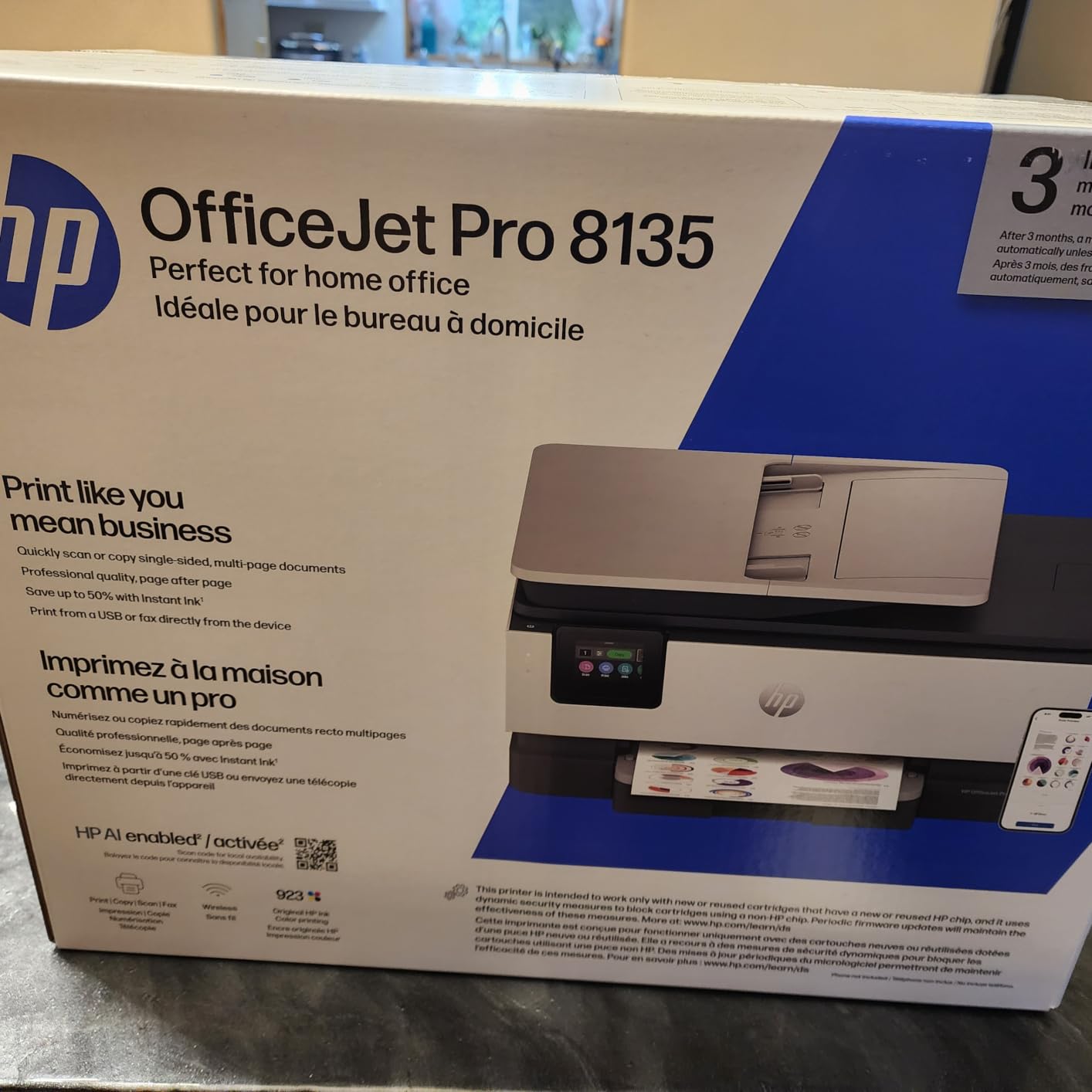HP OfficeJet Pro 8135 Wireless All-in-One Color Inkjet Printer, Print, Scan, Copy, Fax, ADF, Duplex Printing Best-for-Home-Office, 3 Month Trial of Instant Ink Included, AI-Capable customer photo 1