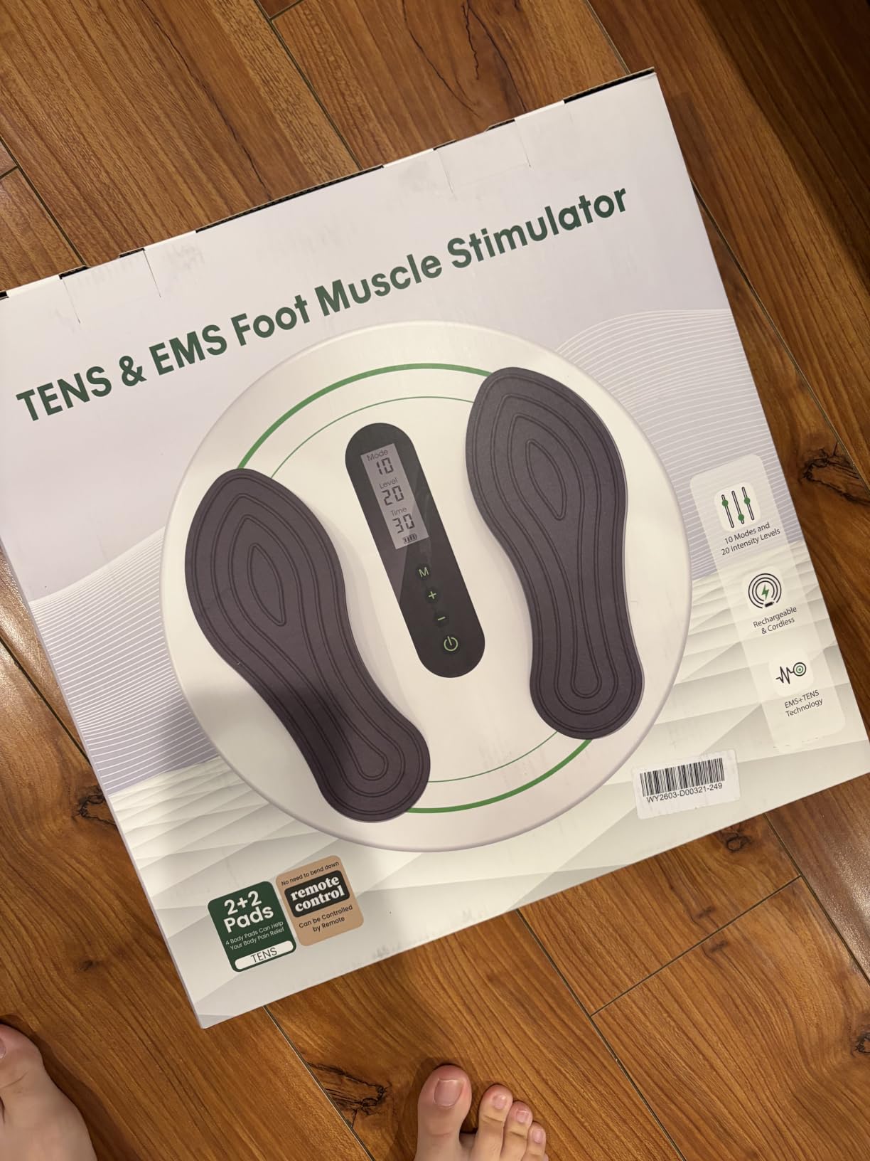 Transcutaneous Electrical Nerve Stimulator for Feet, EMS Foot Massager for Neuropathy NMES Stimulator Circulation and Pain Relief, Electric Foot Massager with 4 TENS Unit Muscle Stimulator Pads customer photo 1