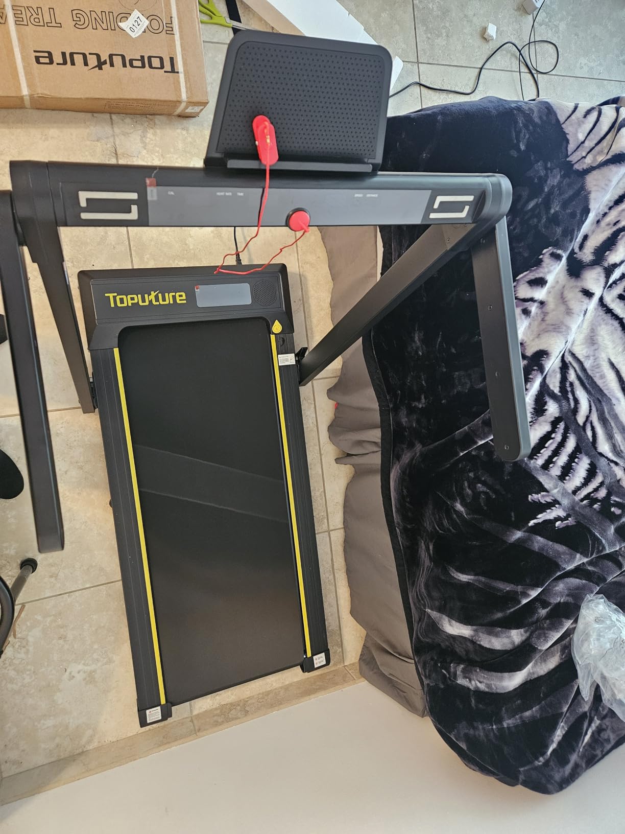 TOPUTURE Walking Pad Treadmill with 12% Incline, 4 in 1 Foldable Treadmill with Handle Bar for Home/Office, Under Desk Treadmills Portable Folding Walking Pad with App & Bluetooth Speaker, 0.6-10MPH customer photo 2